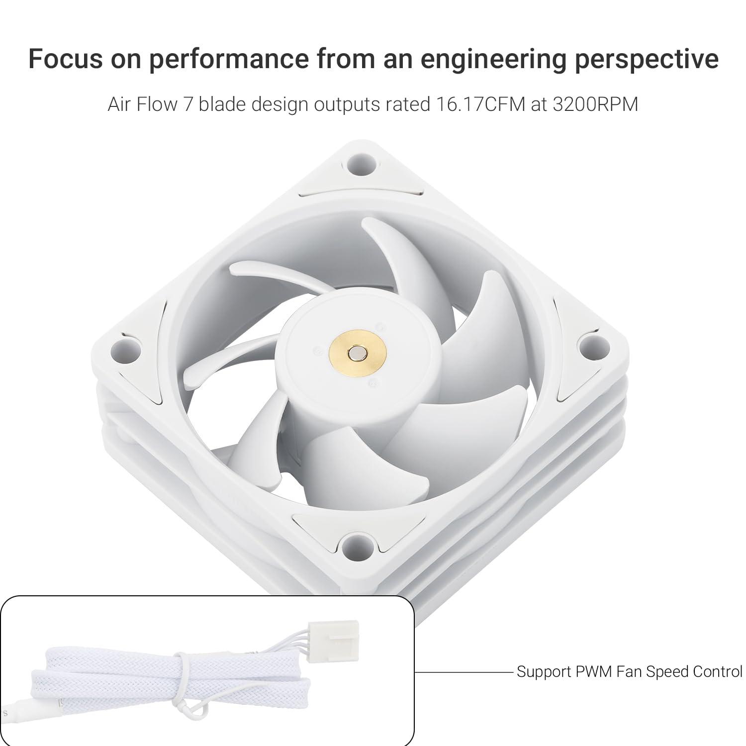 Thermalright Thermalright TL-B6W 60mm CPU Cooler Fan, Silent Computer Case Fan,6025 CPU Fan,DC 12V CPU Mute Cooling Fan(White)