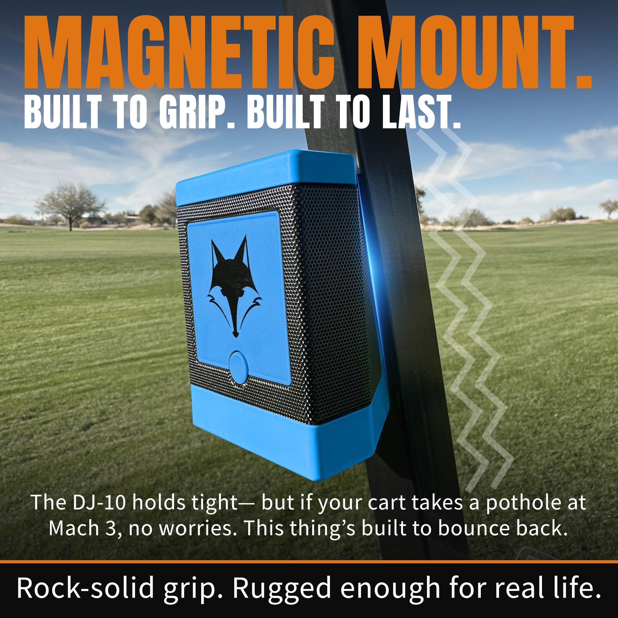 DESERT FOX GOLF Desert Fox DJ-10 Wireless Golf Speaker - Bluetooth Speaker Built Specifically for Golf - Magnetic Attachment to Golf Cart (Blue)