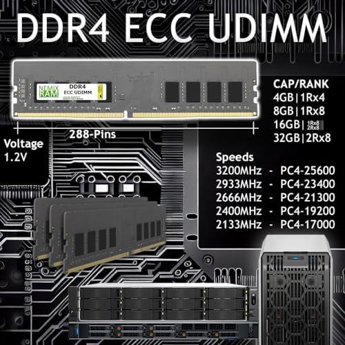 NEMIX RAM NEMIX RAM 32GB (2X16GB) DDR4 2400MHZ PC4-19200 2Rx8 1.2V 288-PIN ECC UDIMM Unbuffered Memory KIT