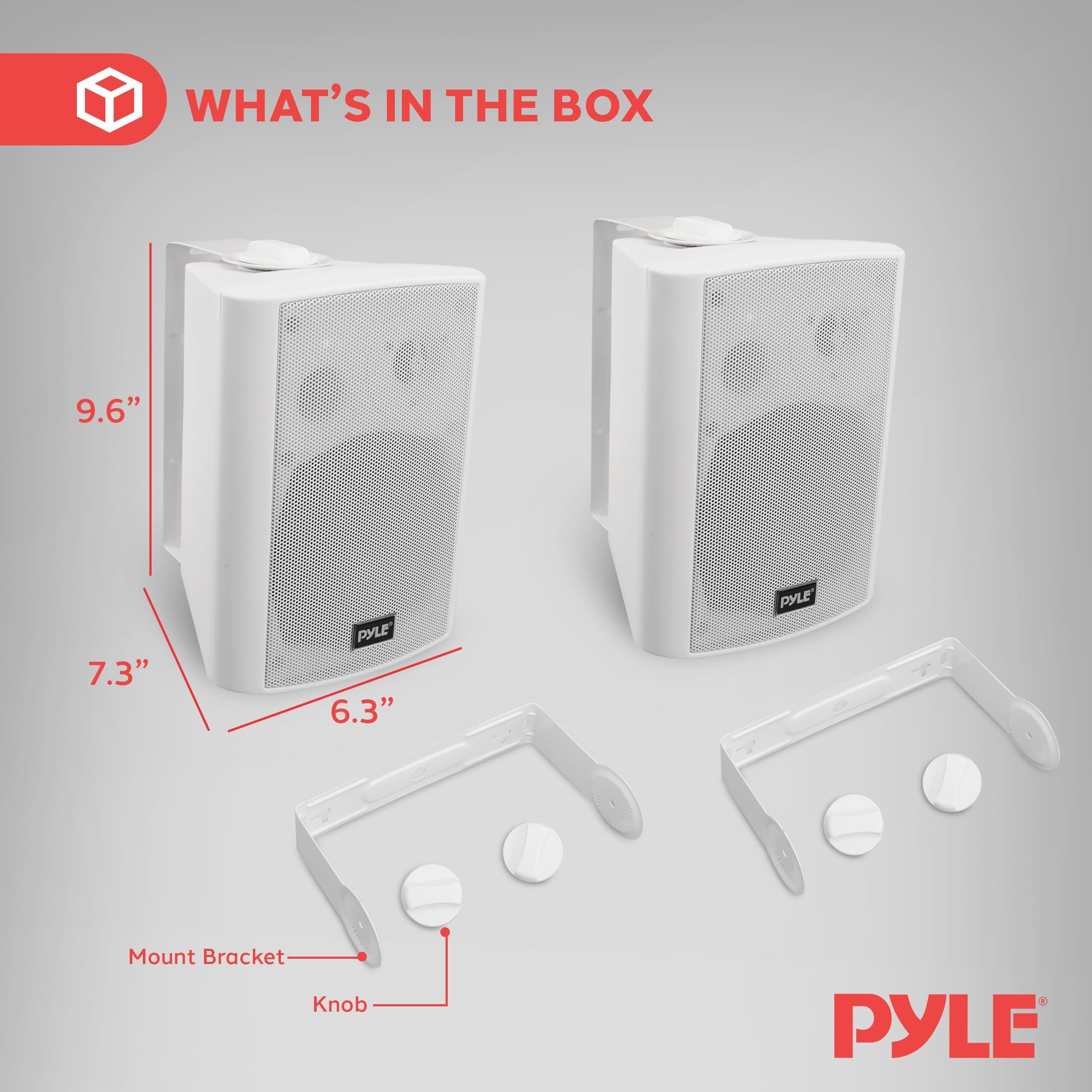 Pyle Pyle PDWR51BTWT 5.25 Inch 200 Watt Waterproof Stereo Speaker System for Indoor or Outdoor Theater Bluetooth Surround Sound System, White (2 Pack)