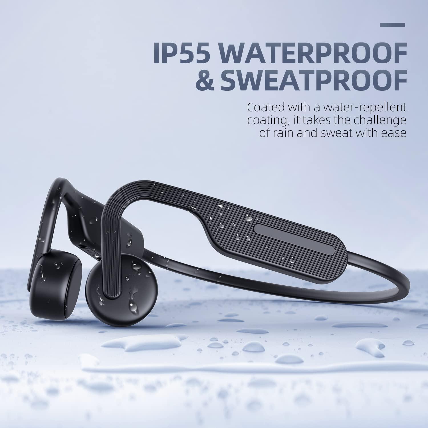 PURERINA PURERINA Bone Conduction Headphones Open Ear Headphones Bluetooth 5.0 Sports Wireless Earphones with Built-in Mic, Sweat Resistant Headset for Running, Cycling, Hiking, Driving, Black