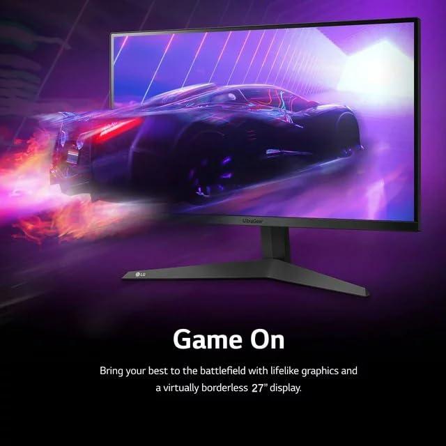 LG LG 27 inch Ultragear Gaming Monitor, FHD (1920 x 1080) Display, AMD FreeSync Premium, 165Hz, 1ms, Black Stabilizer, 3-Side Virtually Borderless Screen, with 5ave HDMI Cable