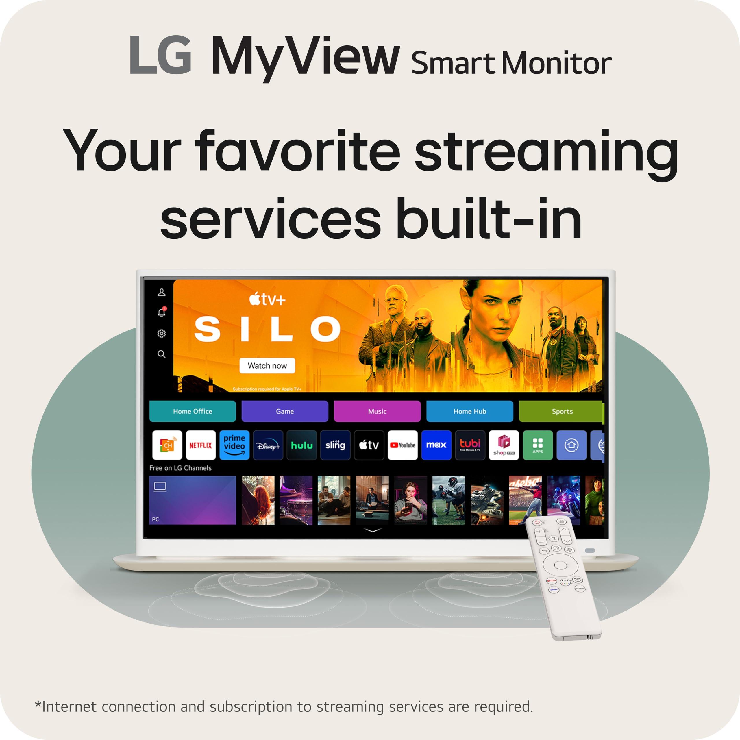 LG LG 32SR70U-W 32-Inch 4K UHD MyView Smart Monitor with IPS Display webOS 23 USB Type-C Speakers x2 HDR 10 AirPlay 2 Screen Share Bluetooth Remote - White