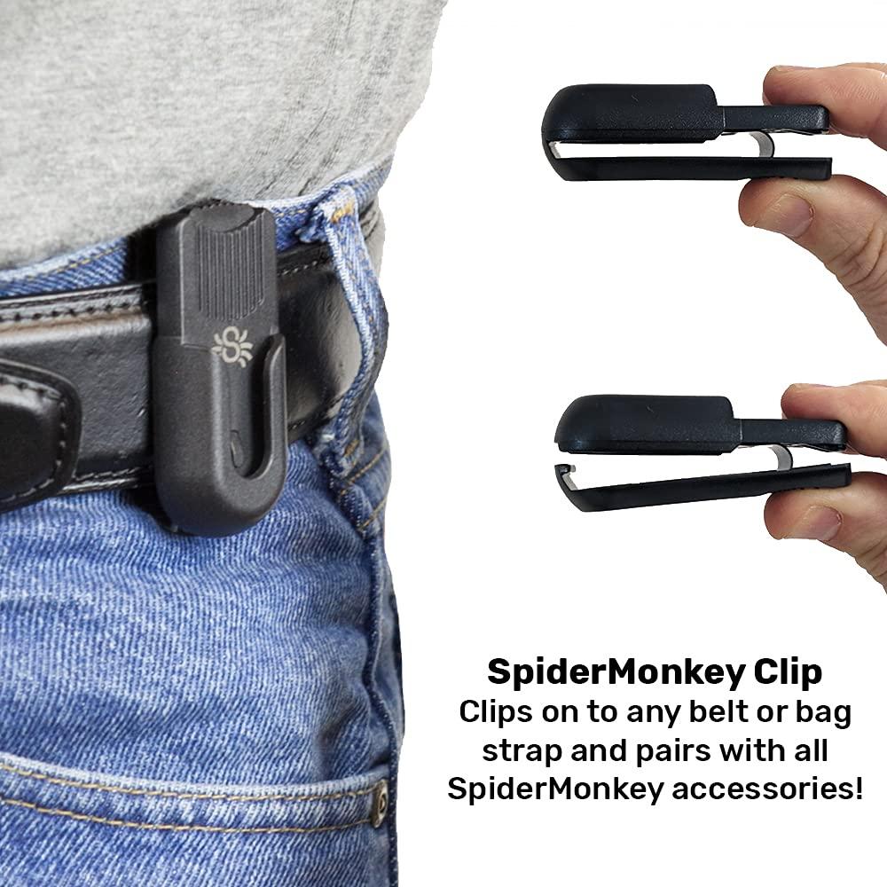 SPIDER HOLSTER Spider Holster - SpiderMonkey Belt Holster Clip and Elastic Wrap for Action Camera Grips - Waist Mounted, self Locking Belt Clip - Compatible with DJI Osmo, CamKix, GoPole, GoPro, Selfie Stick