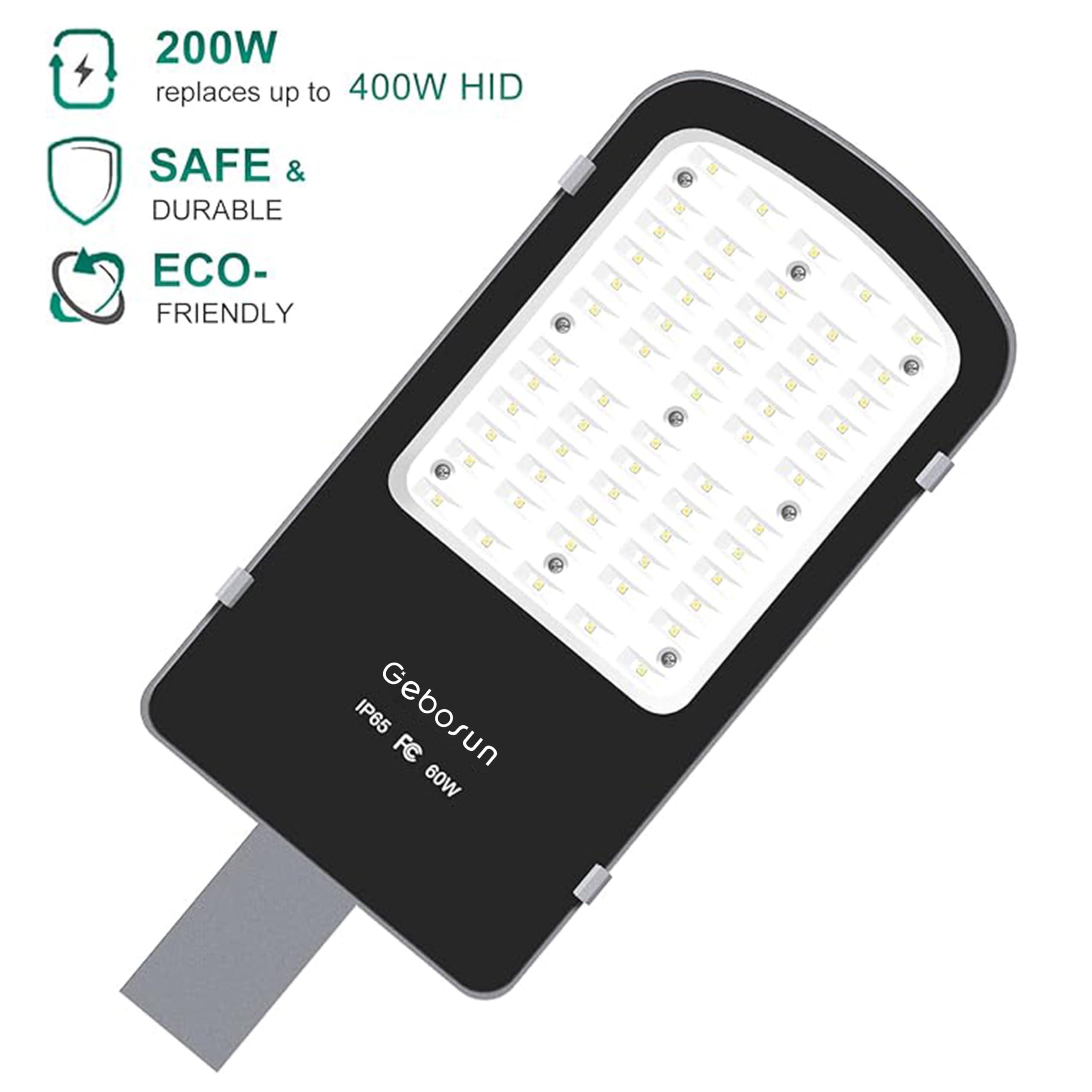 Gebosun Gebosun 35W AC Powered Street Light & Flood Light, with Optic Sensor, Dusk to Dawn, 5,400 Lumen, 6,000K, IP65 Waterproof, Wall-Mounted & Pole-Mounted