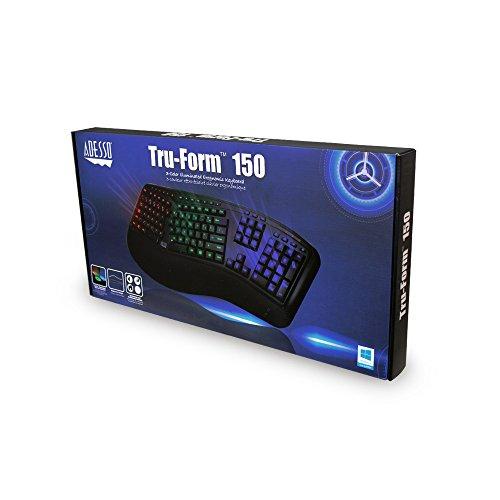 Adesso Adesso Tru-Form 150 3-Color Illuminated Ergonomic Keyboard AKB-150EB