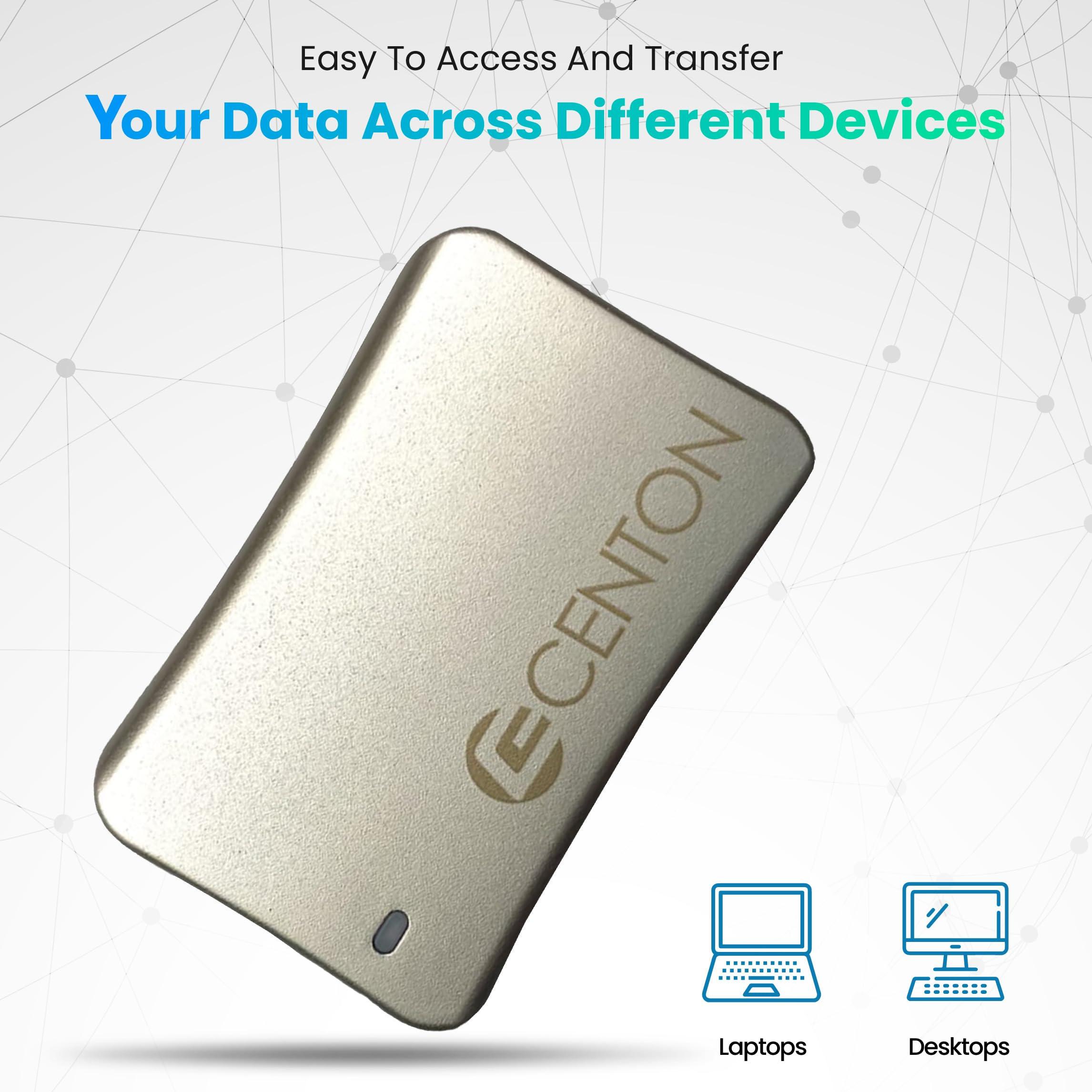 Centon Centon External SSD (Silver Metallic), USB-C 3.2 Gen 2, 1000GB
