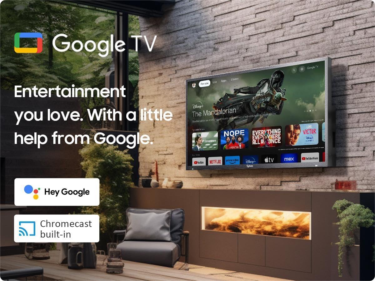 SYLVOX SYLVOX 43 inch Outdoor TV with Wall Mount, 4K, HDR 10, Weatherproof,1000nits, Voice Assistant Remote, for Partial Sun Area(Deck Pro 2.0, Latest Model)