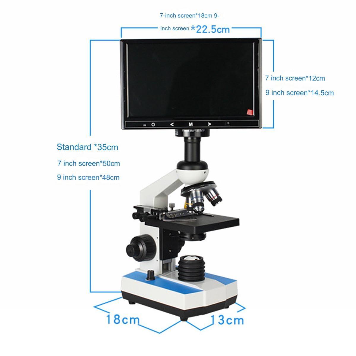 DESHVA Biological Microscope Profesional, Monocular Microscope with Display, with Placing Table Movable Spotlight, Wide Angle Observation, 5000x, with Display-7\" Screen