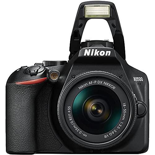 Nikon Nikon D3500 DSLR Camera with 18-55mm Lens (1590) + 64GB Card + 2 x EN-EL14a Battery + Corel Photo Software + Case + 3 Piece Filter Kit + Telephoto Lens + Color Filter Kit + More (Renewed)