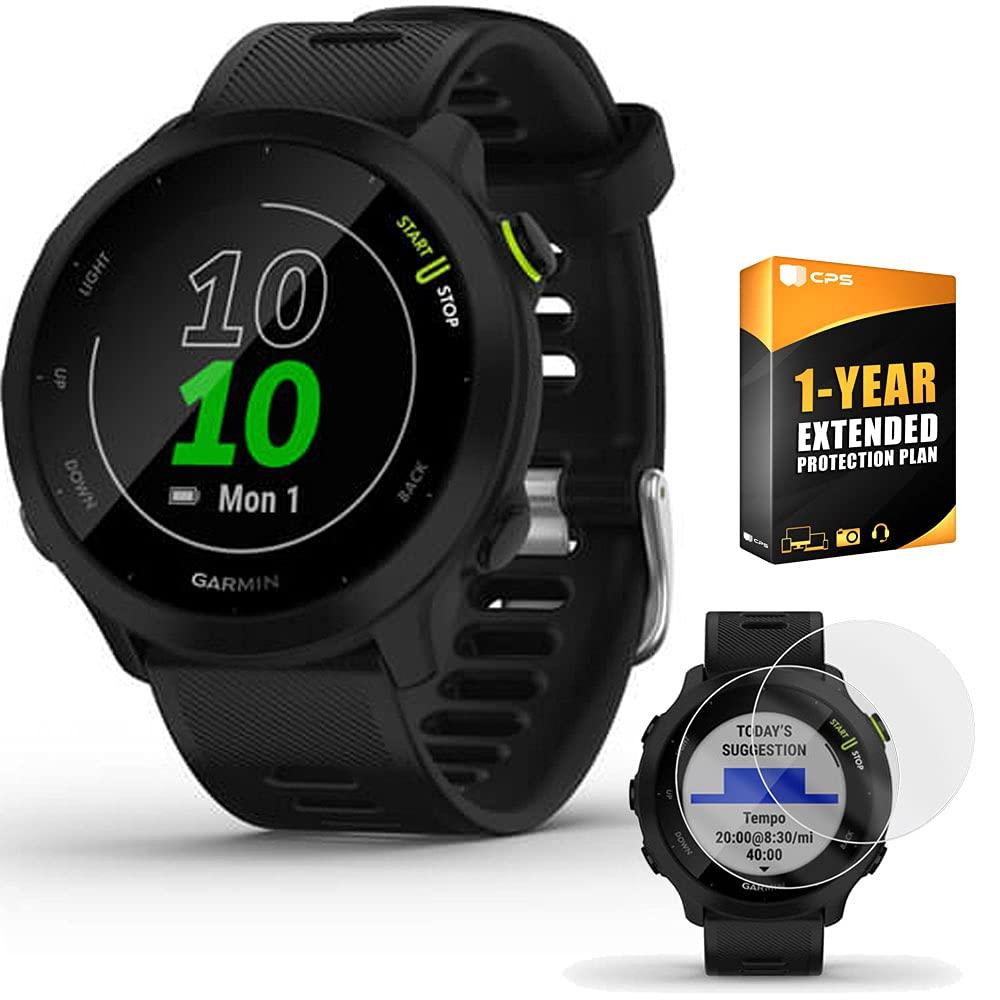 Garmin Garmin Forerunner 55 GPS Running Watch (Black) with 2-Pack Screen Protector Bundle