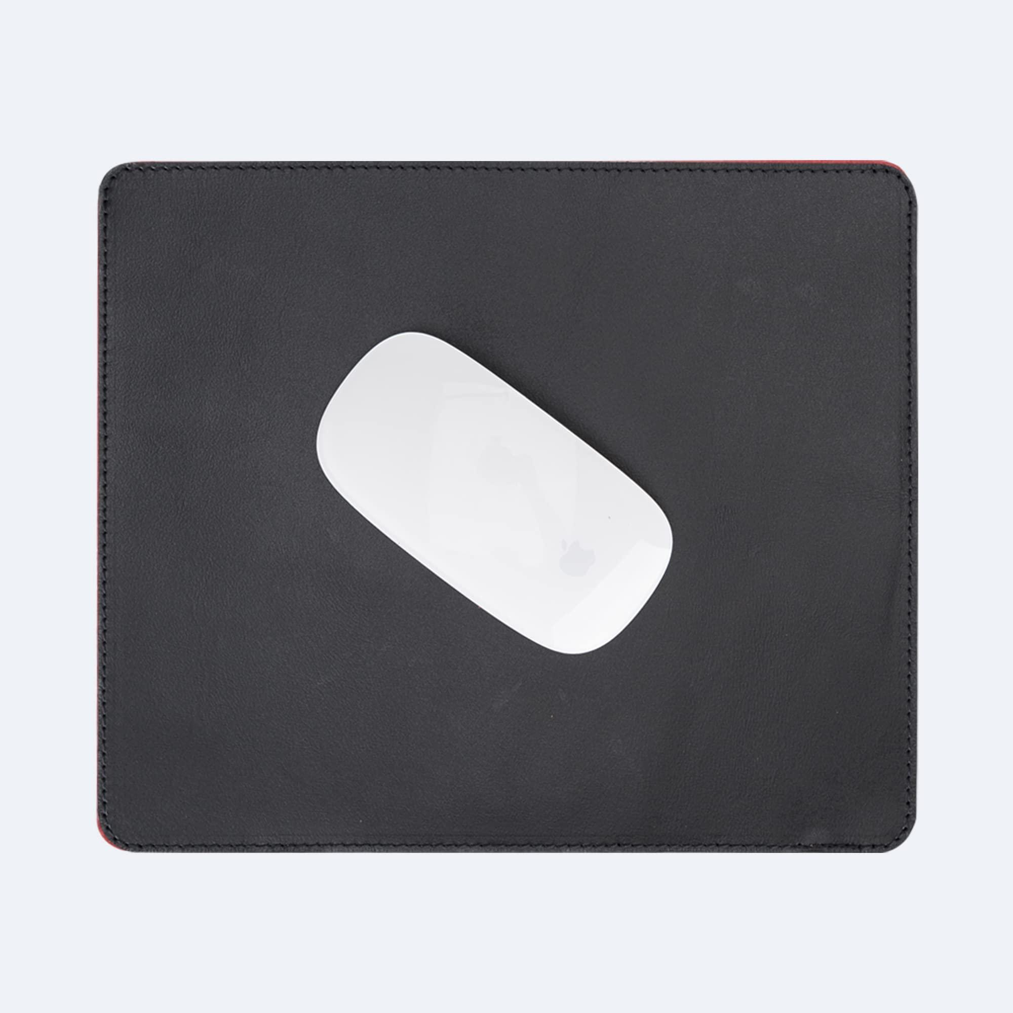 OXA OXA Leather Mouse Pad | Smooth Surface | Non-Slip Base | Tracking Precision | Full Crafted from Genuine Leather | for Both Women & Men Home Decor Usage | - Black