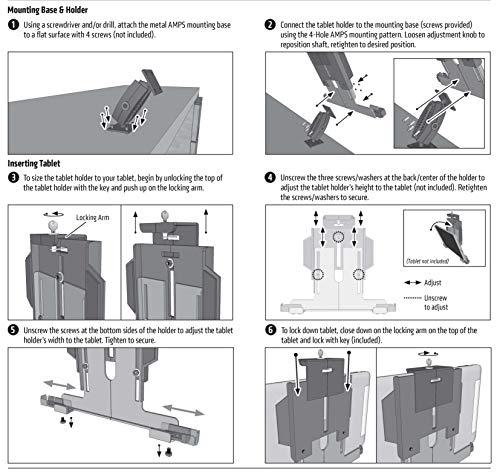 ARKON ARKON Mounts - Metal Locking Tablet Holder | 360 Adjustable | Expands from 4.3 to 10.25 inches | Great for iPad Stand or Tablet Wall Mount | Compatible with iPad, Galaxy Tab, Google Pixel and More