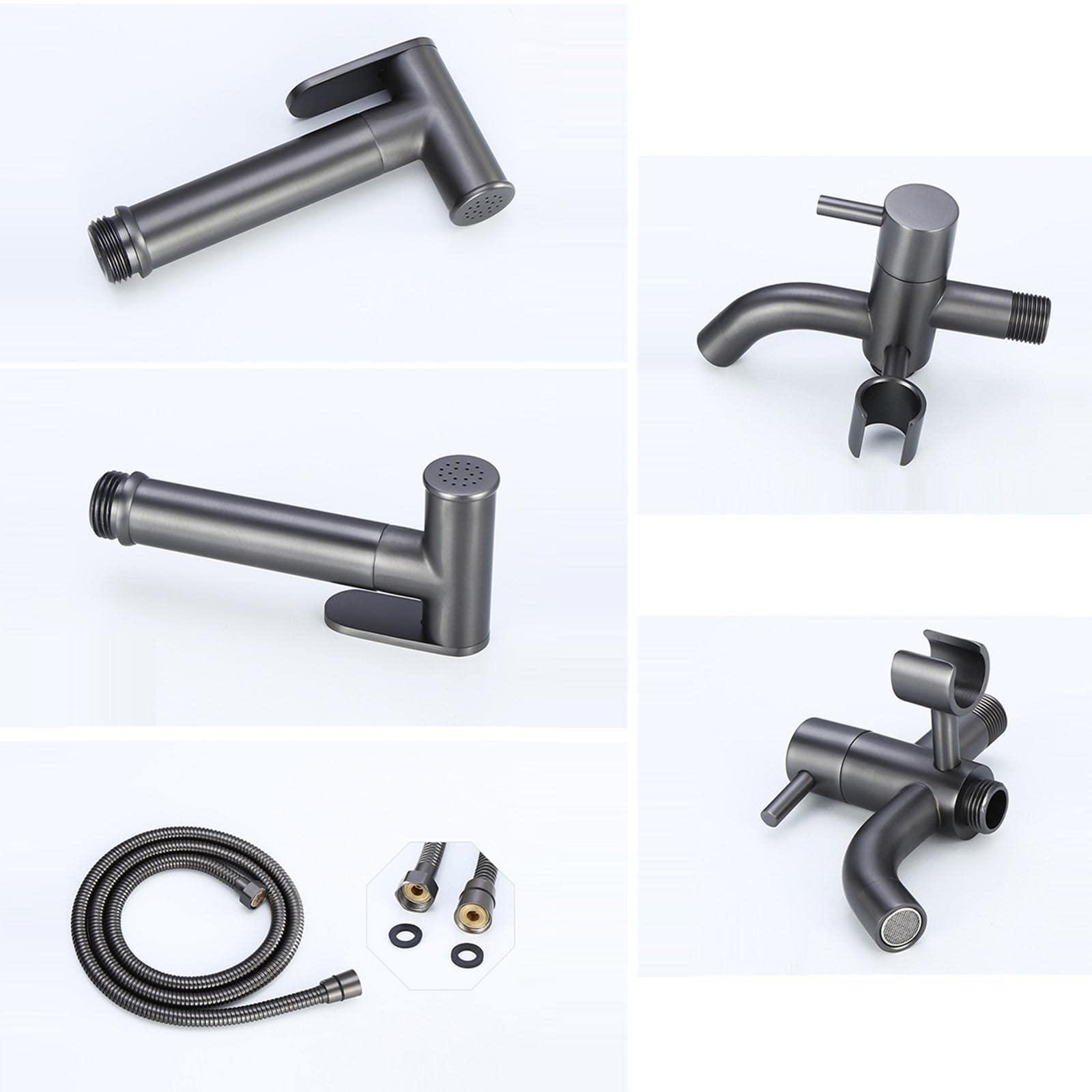 JCAKES Toilet Spray Gun kit Handheld Bidet Sprayer for Toilet Bidet Shower Sprayer Black with Hose Cold Water Tap Brass Toilet Bidet Sprayer Wall Mount,B (Color : B)