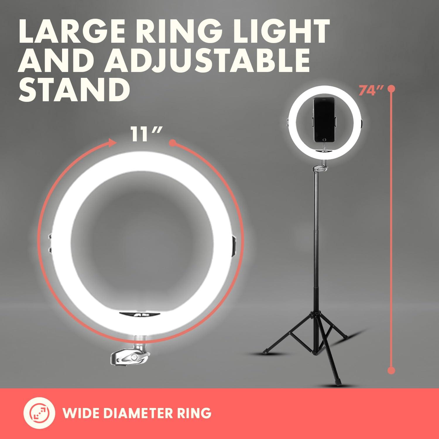 SQUATZ SQUATZ 11 LED 12W Selfie Ring Light R11 with Wired Control, Tripod Stand with 6 Sections, Phone Holder, Adjustable Brightness Levels for Influencers, YouTube, TikTok, and Barbers.