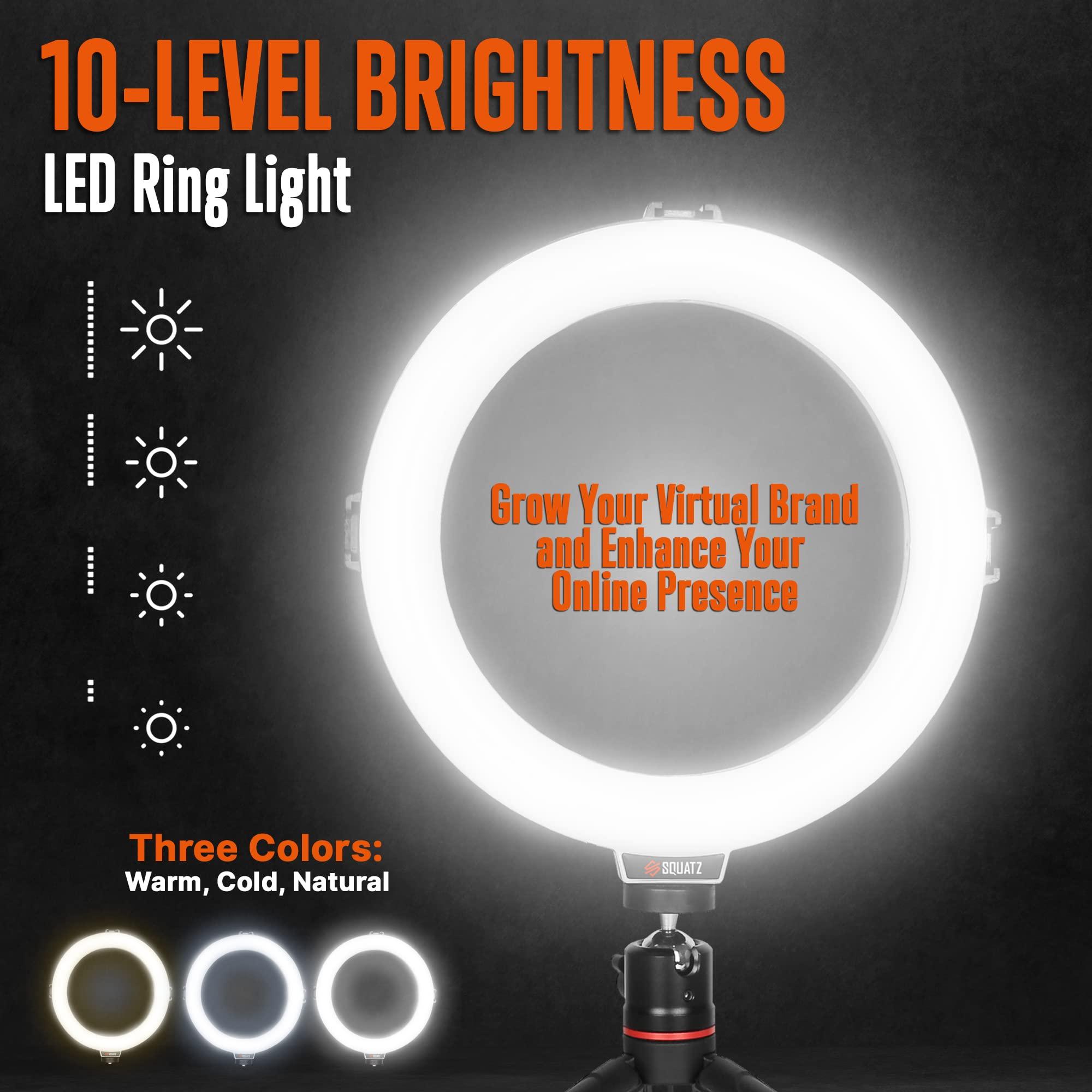 SQUATZ SQUATZ 11 LED 12W Selfie Ring Light R11 with Wired Control, Tripod Stand with 6 Sections, Phone Holder, Adjustable Brightness Levels for Influencers, YouTube, TikTok, and Barbers.