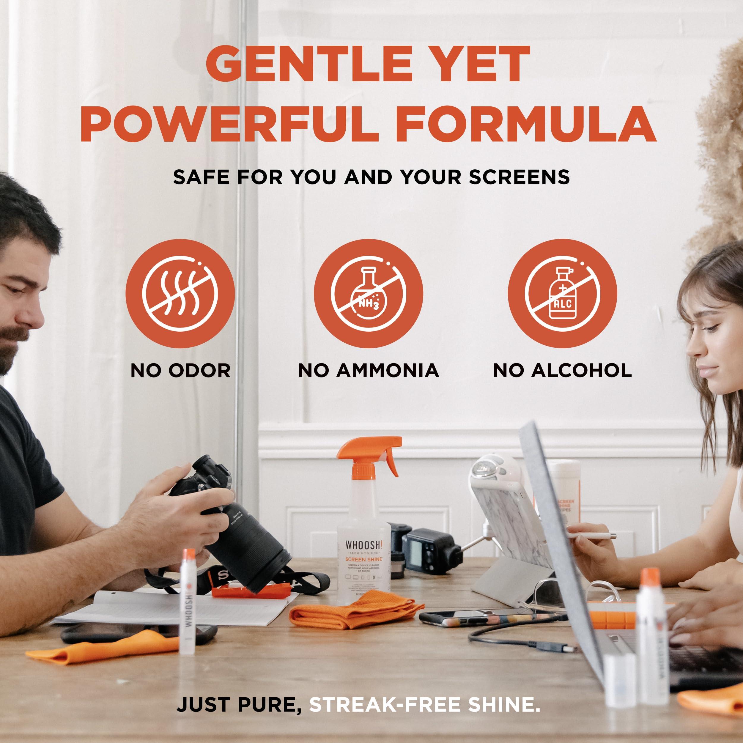 WHOOSH WHOOSH! TV Screen Cleaner - 16.9 fl oz + 1 Microfiber Cleaning Cloth - for TV, OLED, Car, Computer, Laptop, MacBook, iPad, iPhone, Camera, Touch Screen - Industrial Size Electronic Cleaner Kit