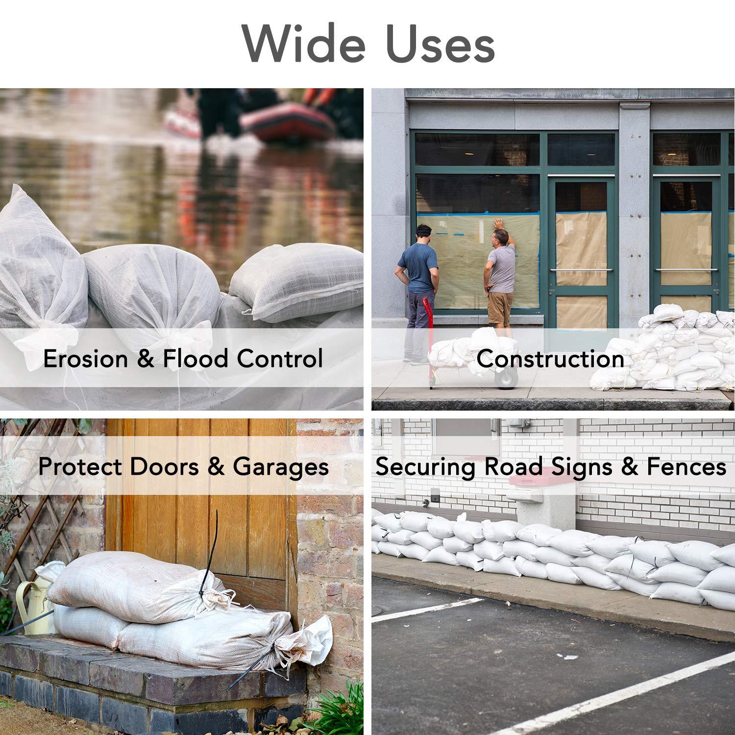 AK TRADING CO. AK TRADING CO. 14" x 26" Poly Sandbags W/UV Protection & Built-in Ties - Flood Water Barrier - Tent Sandbags - White