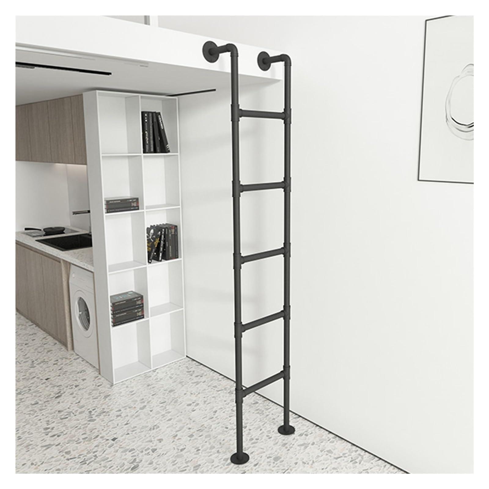 LSMKKA Rv Bunk Ladder 48 55 Inch 60 63 72 80 91" Basement Egress Ladder, Black Floor Standing Window Well Ladder 3 4 5 6 10 12 Step Ladders with Mount Discs, Adults Kids Safety Climb Stool (Color : Black,