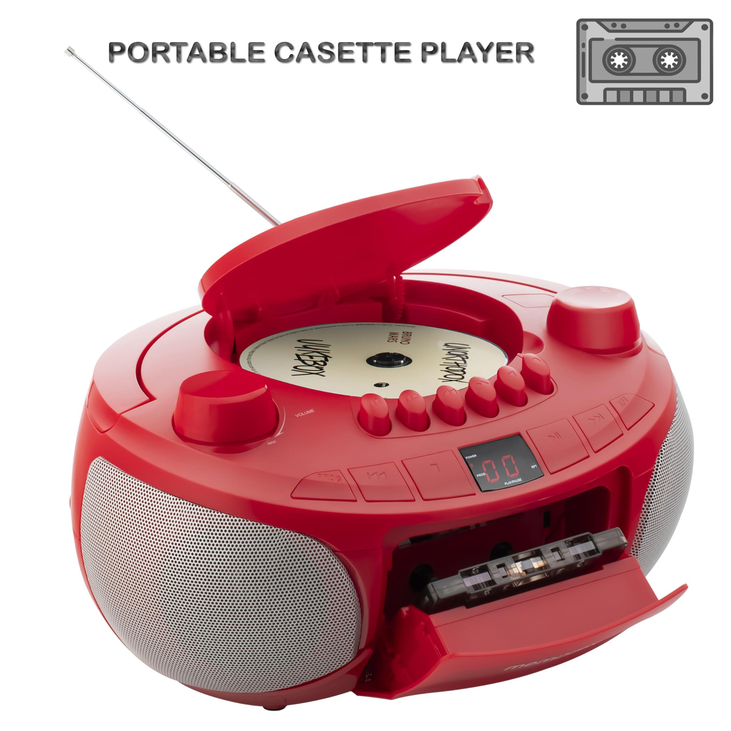 Memorex Memorex AM/FM Top Loading Cassette CD Player | Portable Stereo with Programmable Memory | Auxiliary Input, Auto-Stop Deck and LED Display (Red)