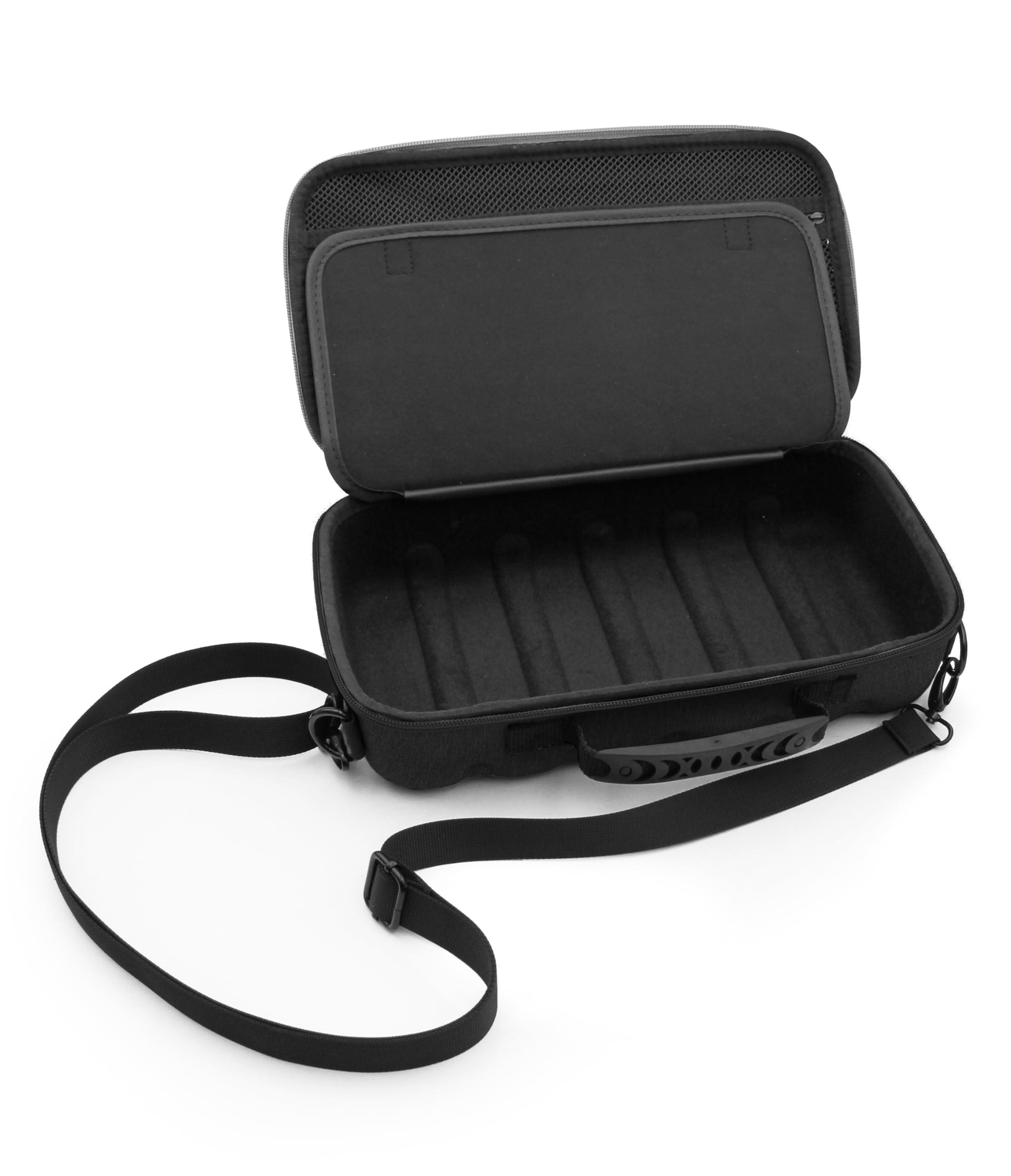 CASEMATIX CASEMATIX Travel Case Compatible with Audio-technica AT-SB727 Portable Turntable Sound Burger Vinyl Record Player - Includes Carry Case Only with Handle and Shoulder Strap, Black