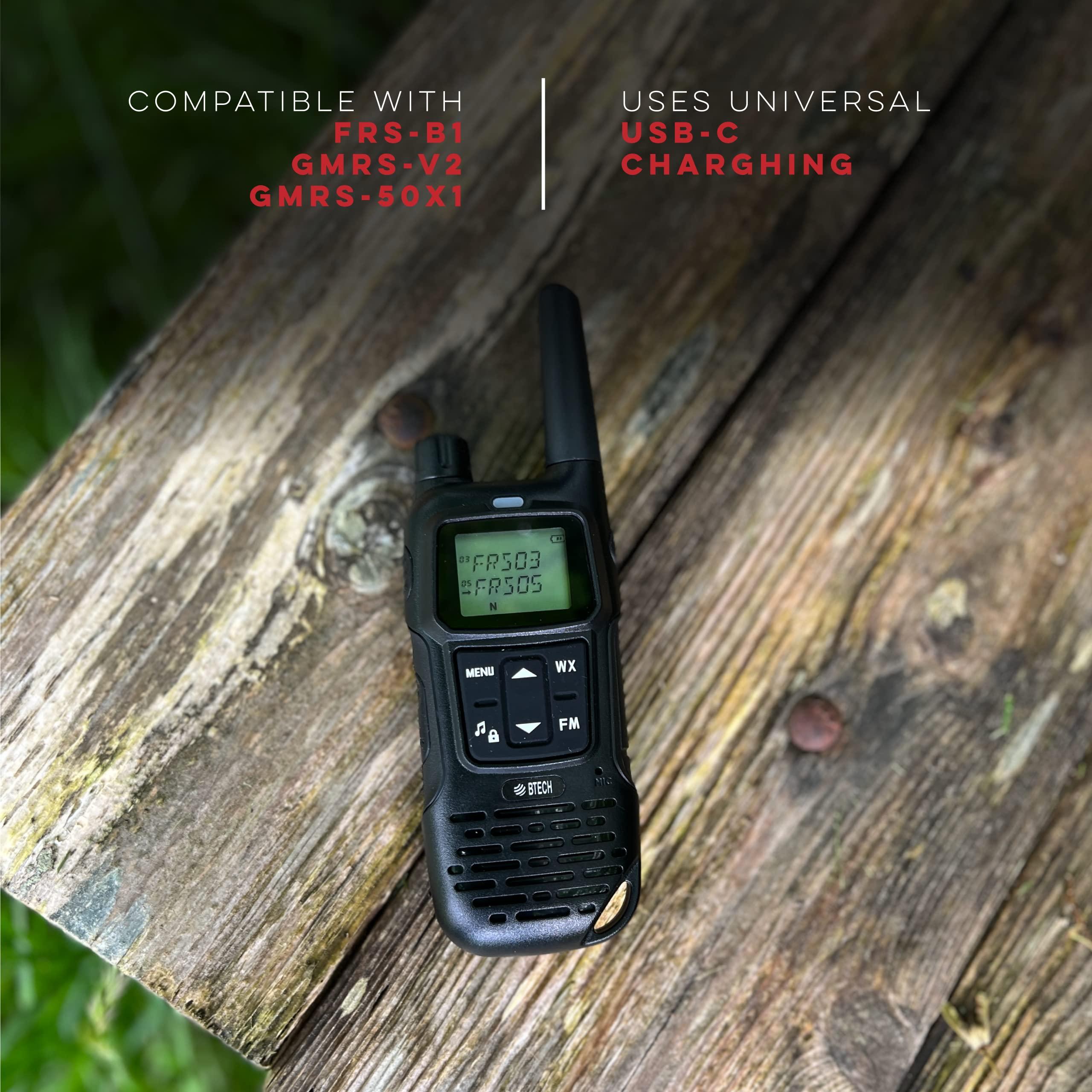 BTECH BTECH FRS-A1 2 Pack FRS CAMO Walkie Talkies, NOAA, High Output Two-Way Radio. USB-C Charging, Built in Flashlight, FM Radio, NOAA, and More