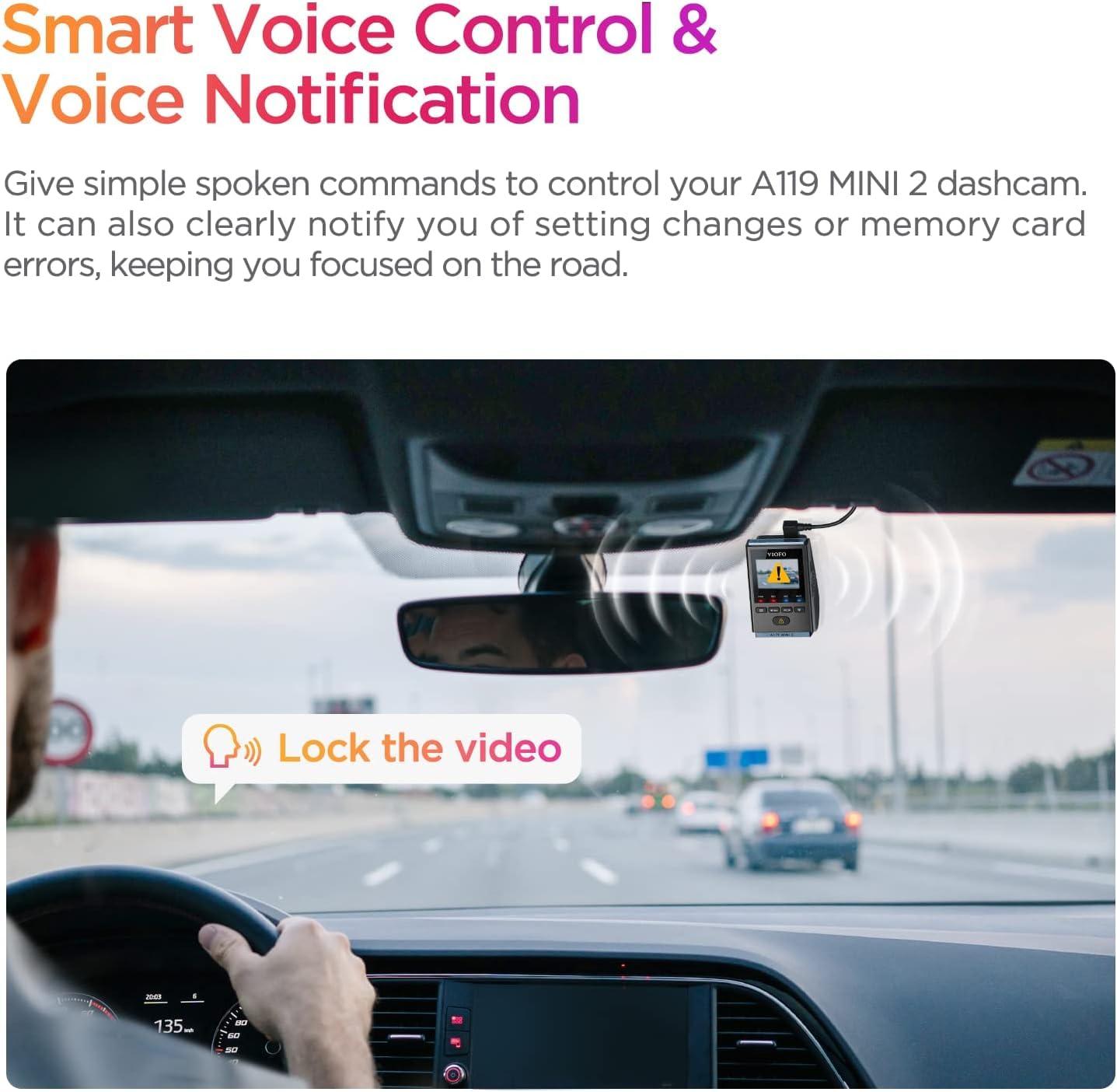 VIOFO VIOFO Dash Cam A119 Mini 2, STARVIS 2 Sensor, 2K 60fps/HDR 30fps Voice Control Car Dash Camera with 5GHz Wi-Fi GPS, Night Vision 2.0, 24H Parking Mode, Supercapacitor, Support 512GB Max