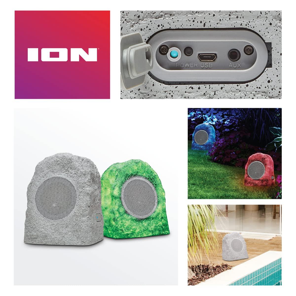 Ion ION Audio Glow Rocker Pair Rechargeable Outdoor Bluetooth-Enabled Speakers with Stereo-Link