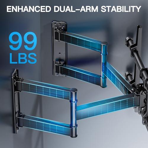 PERLESMITH PERLESMITH Corner TV Wall Mount for 37-70 Inch LED, LCD 4K Flat Curved Screen TVs up to 99 lbs, Corner TV Mount Bracket with Dual Articulating Arms, Swivel, Tilt, Extension, Max VESA 600x400mm, PSCLF1