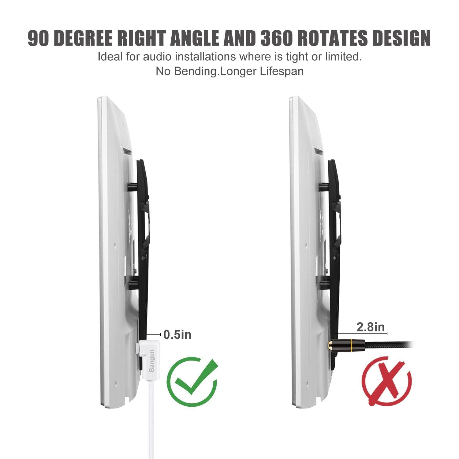 Bangun White Optical Audio Cable 30ft, Slim 90 Degree Digital Audio Optical Cord, SPDIF Toslink Optical Cable, Right Angle Fiber Optic Audio Cable, Digital Sound Cable for Sound Bar/TV/PS4/Xbox/Home Theater