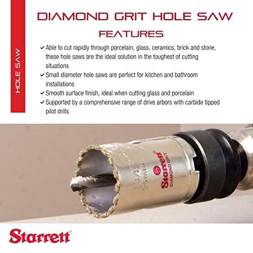 Starrett Starrett Diamond Grit Hole Saw - Ideal for Drilling Small Diameter Holes - 3\" Diameter, 1-5/8\" Cutting Depth, 5/8-18 Thread Size, XA2/XA10 Arbor Type, Silver - KD0300-N