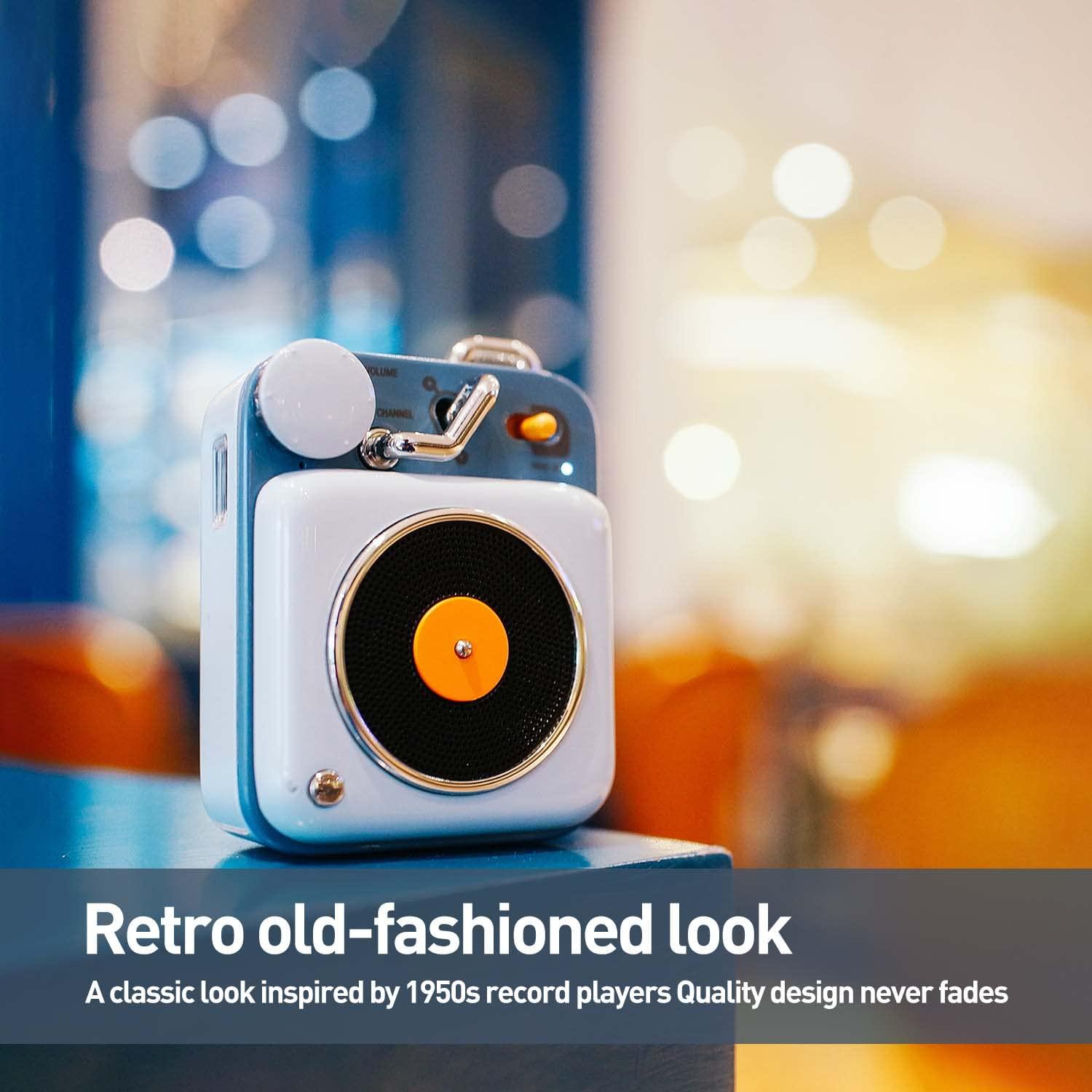 Muzen Muzen Mini Bluetooth Speaker, Button Portable Metal Small Cute Wireless Speaker, Rechargeable HiFi Loud Volume Audio Speaker with Portable Lanyard and Gift Box, Classic Retro Decor Gift