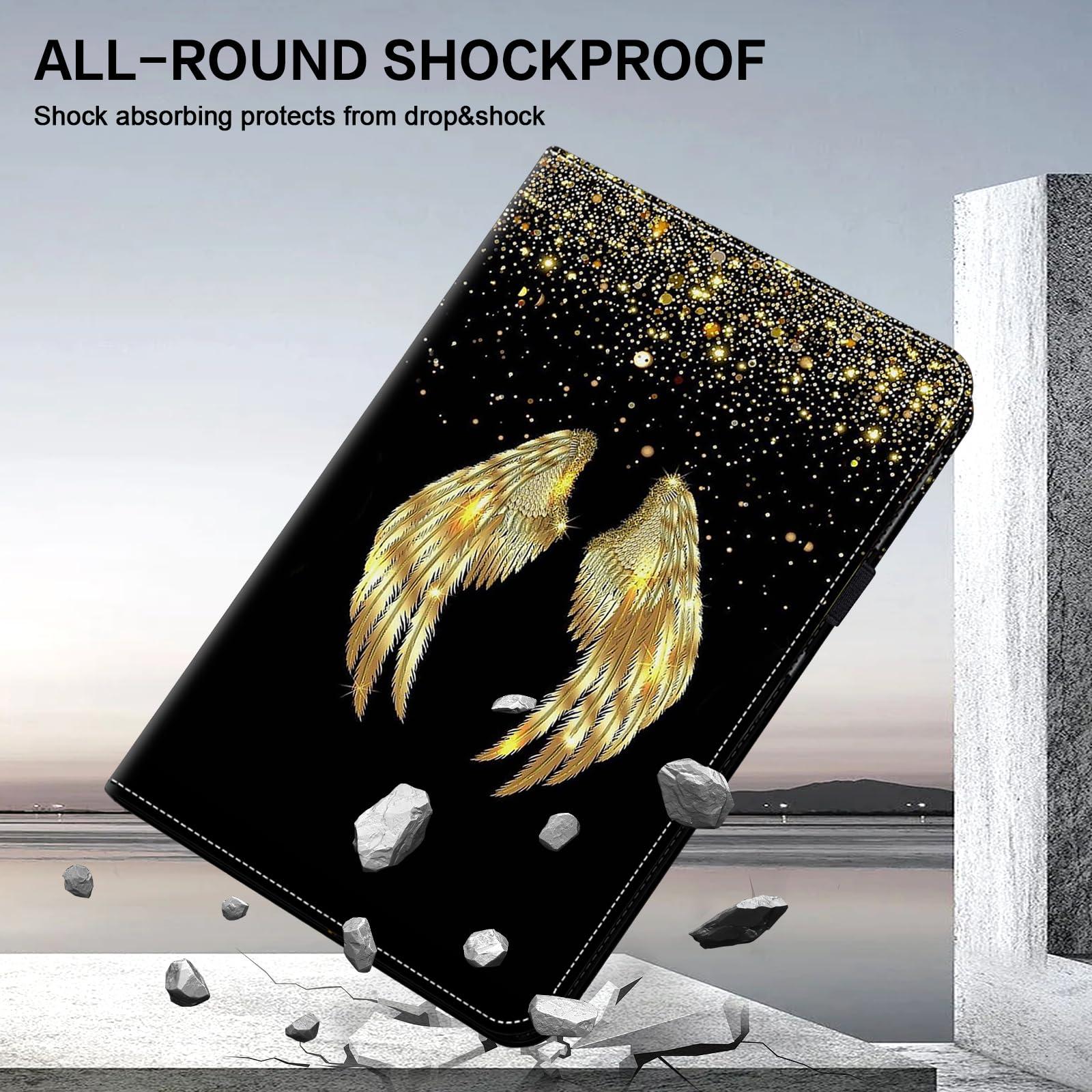 ALILANG ALILANG Case for Samsung Galaxy Tab A 9.7 inch (SM-T550 T555 SM-P550 P555) with Stylus, Shockproof Folding Stand Cover - Gold Wings