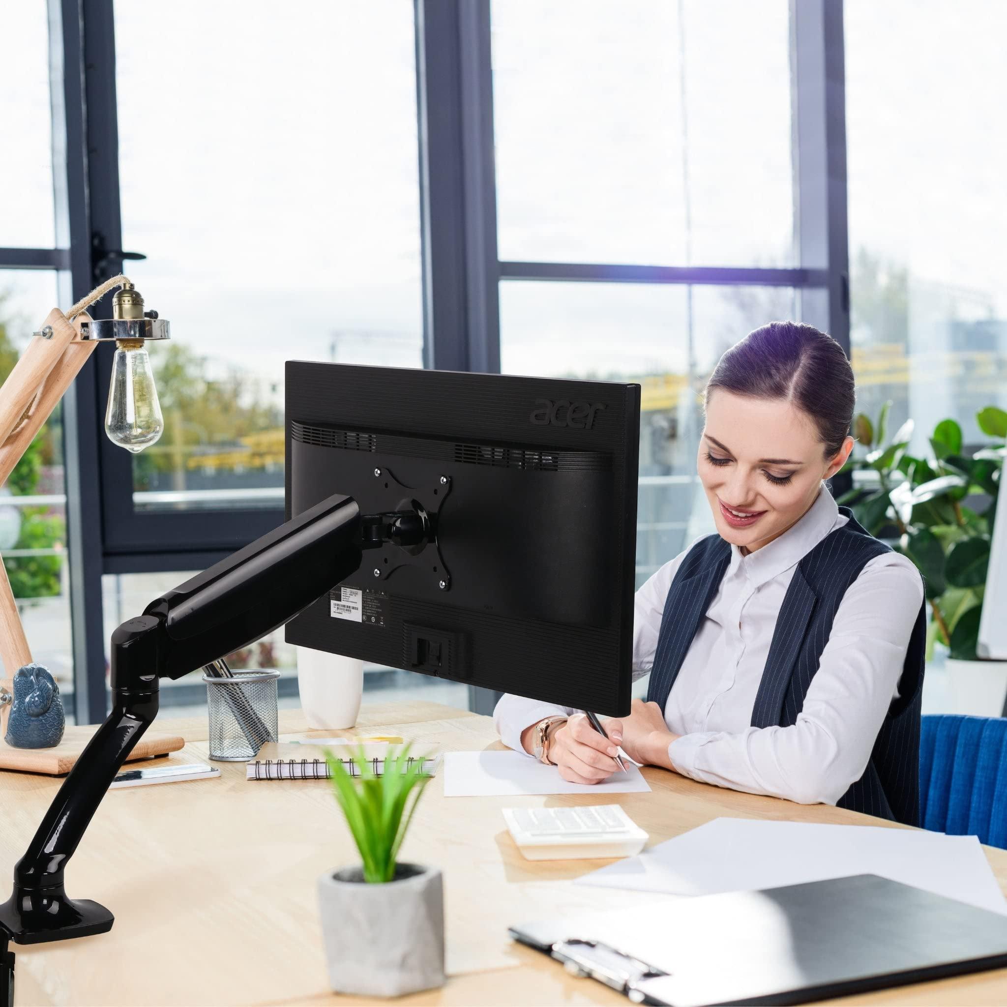 Progressive Desk Progressive Desk Single Gas Spring Monitor Stand - Fits 17"-30" Monitors - 180 Monitor Rotation - Arm Holds Up to 20 lbs