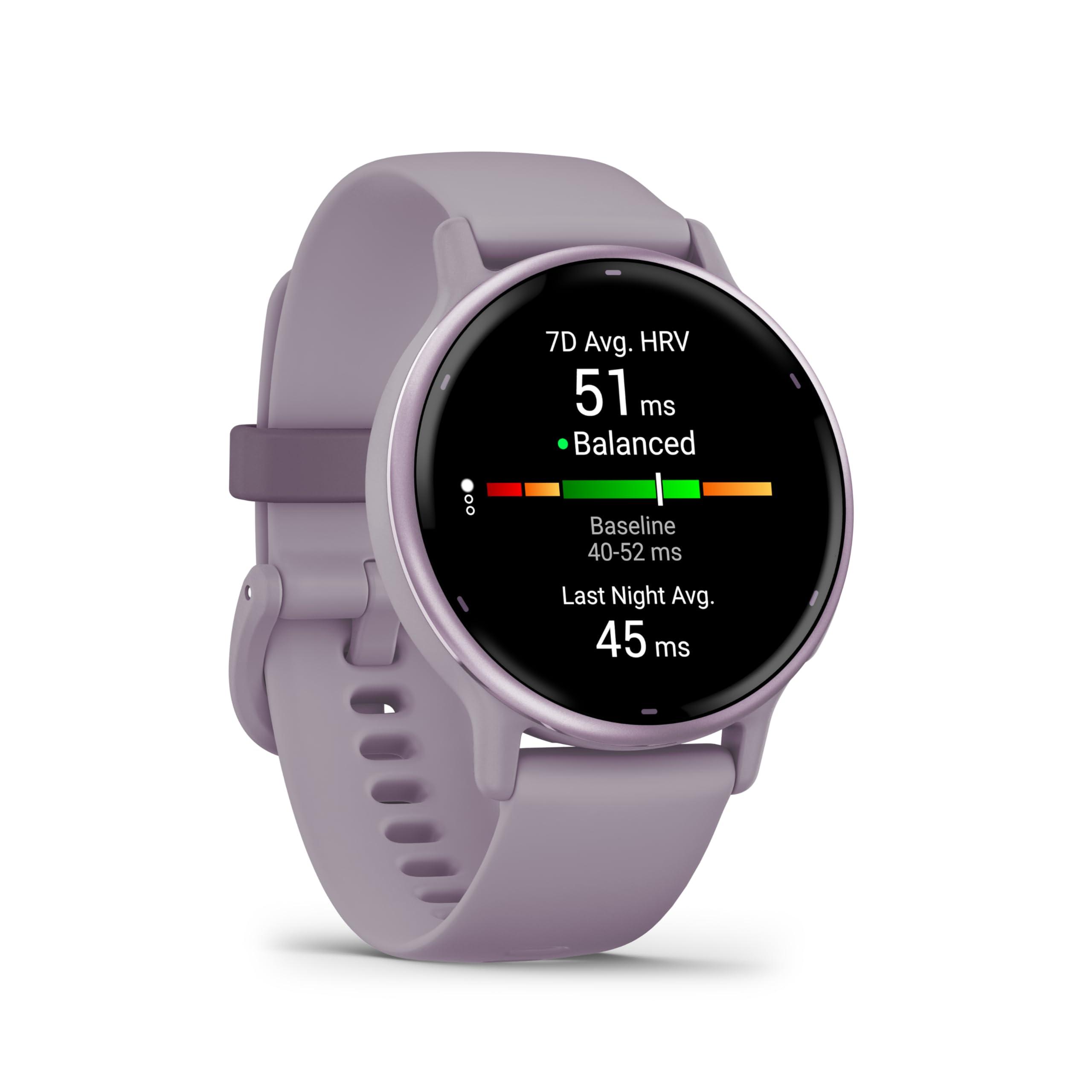 Garmin Garmin Vivoactive 5 Fitness Tracker Smart Watch for Women & Men with Metallic Orchid Bezel w/Orchid Case and Silicone Band with 11 Days Battery Life and Bright 1.2 AMOLED Touchscreen Display