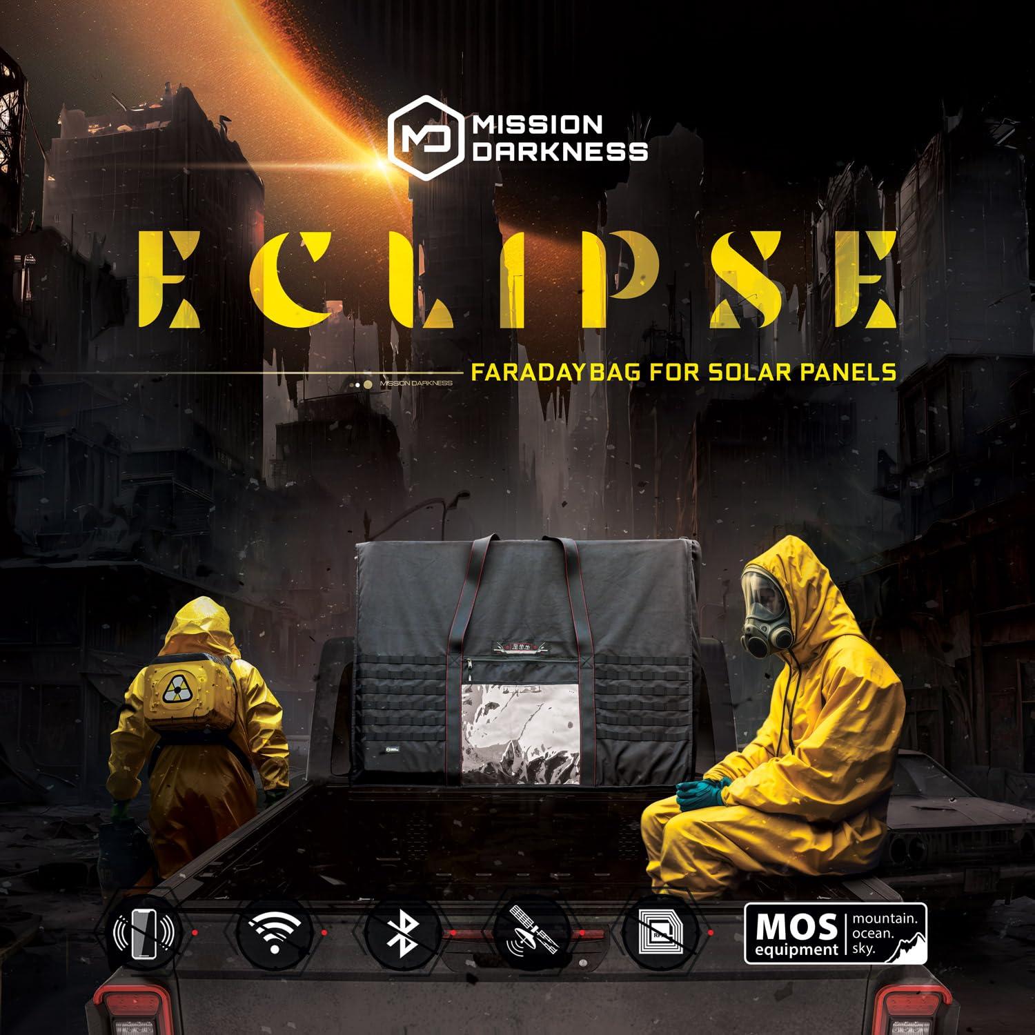 Mission Darkness Mission Darkness Eclipse Faraday Bag for Solar Panels & Extra-Large Electronics // Military-Grade RF Shielding Case Designed for EMP CME Solar Flare Protection, Preppers, and Personal Security