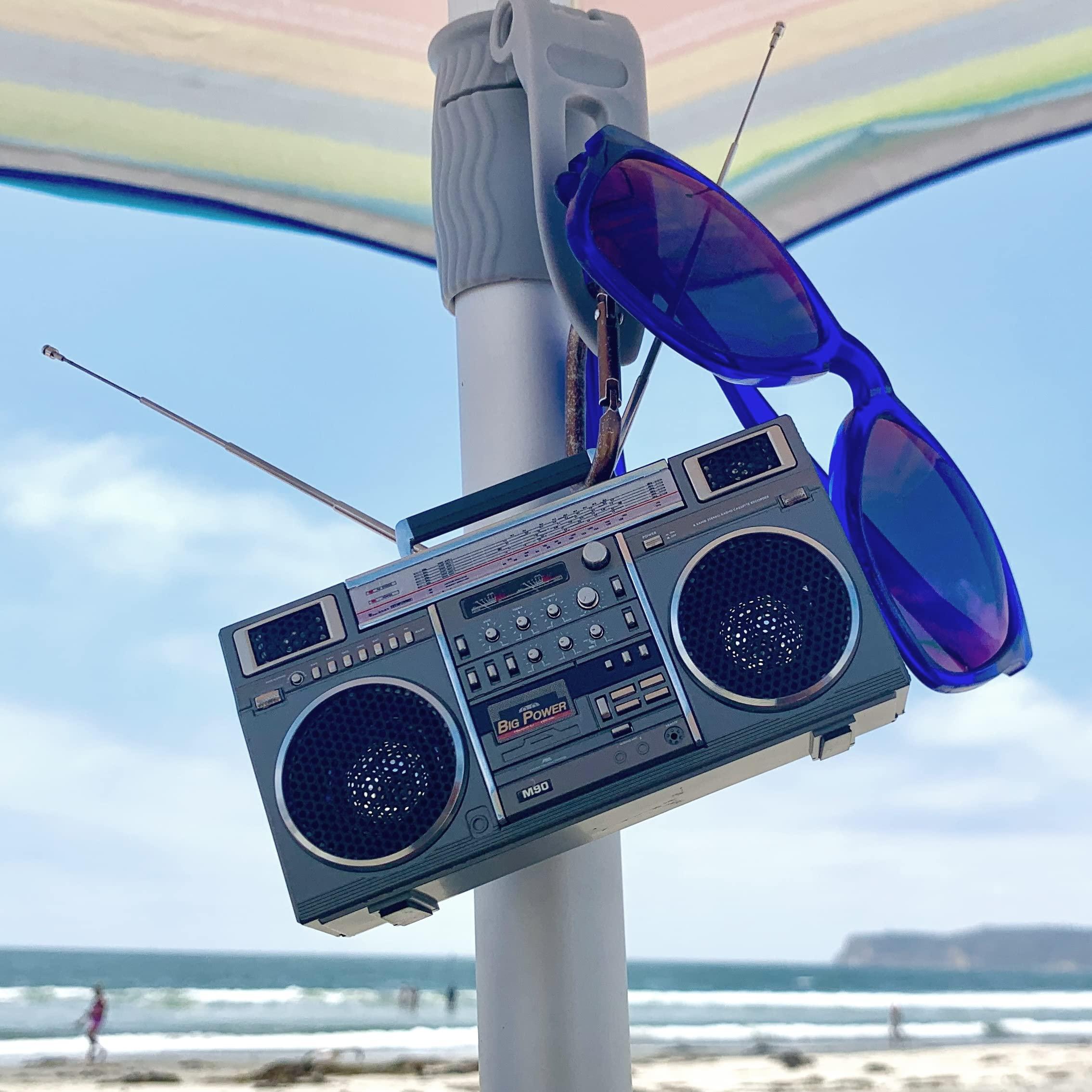 New Wave Toys New Wave Toys M90 MICRO Blaster Replica Boombox Portable Wireless Bluetooth Speaker with 40 Inch Silver Necklace Chain, Dual 6W Micro Speakers, 20 Hour Playtime