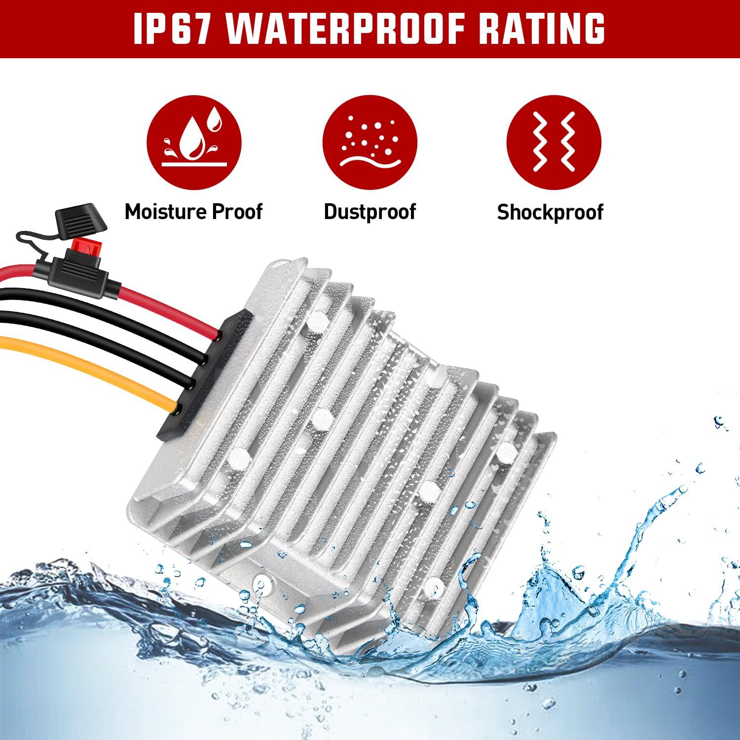 Nilight Nilight 48V 36V to 12V Voltage Converter 240W 20A Voltage Regulator Step Down to 12VDC Waterproof DC to DC Converter Reducer Power Supply Transformer Module for Golf Cart Scooters