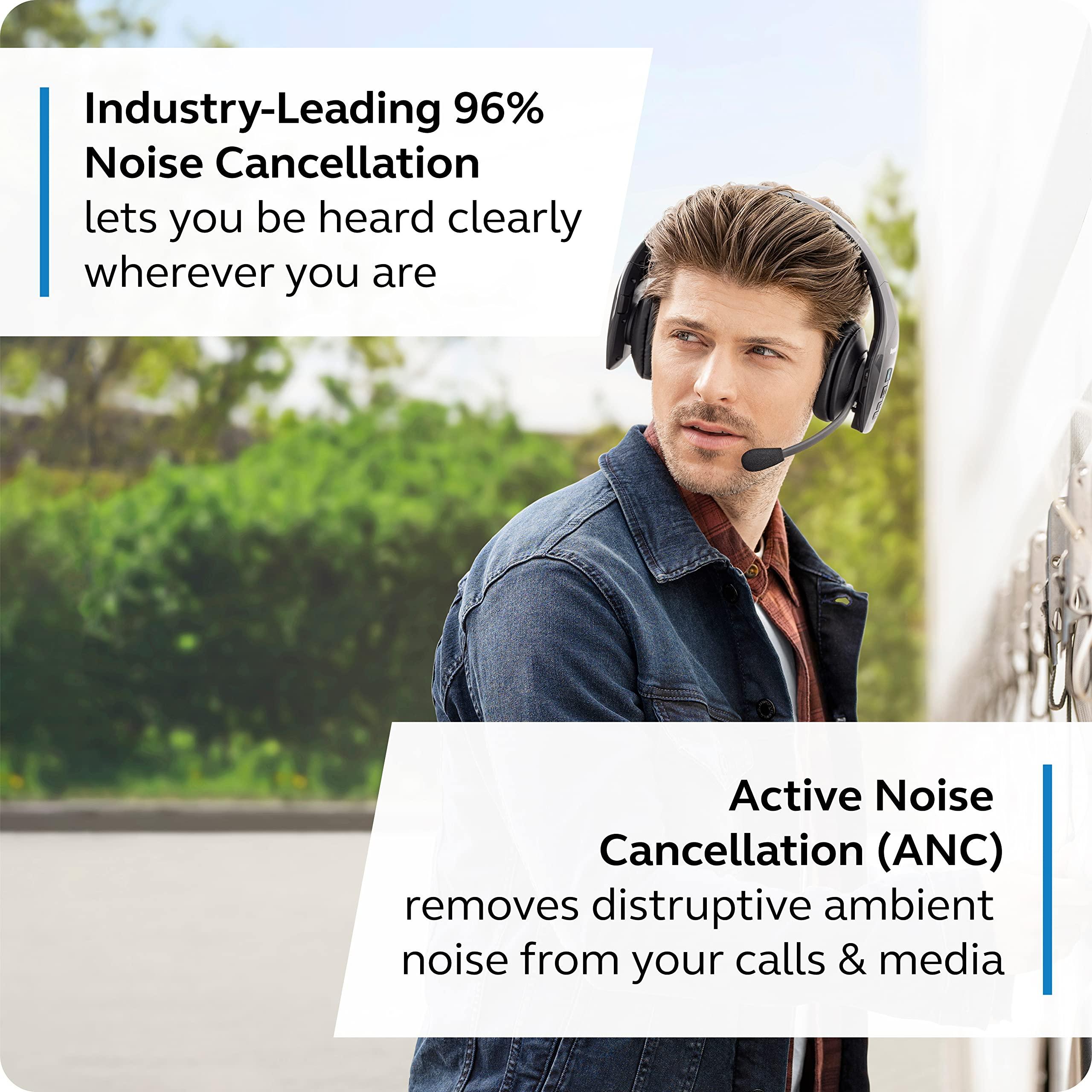 BlueParrott BlueParrott S650-XT Trucker Bluetooth Headset 2-in-1 Convertible Stereo to Mono Headset with Noise Cancellation, Extended Wireless Range and IP54-Rated Protection - Ideal for Anyone On The Go, Black