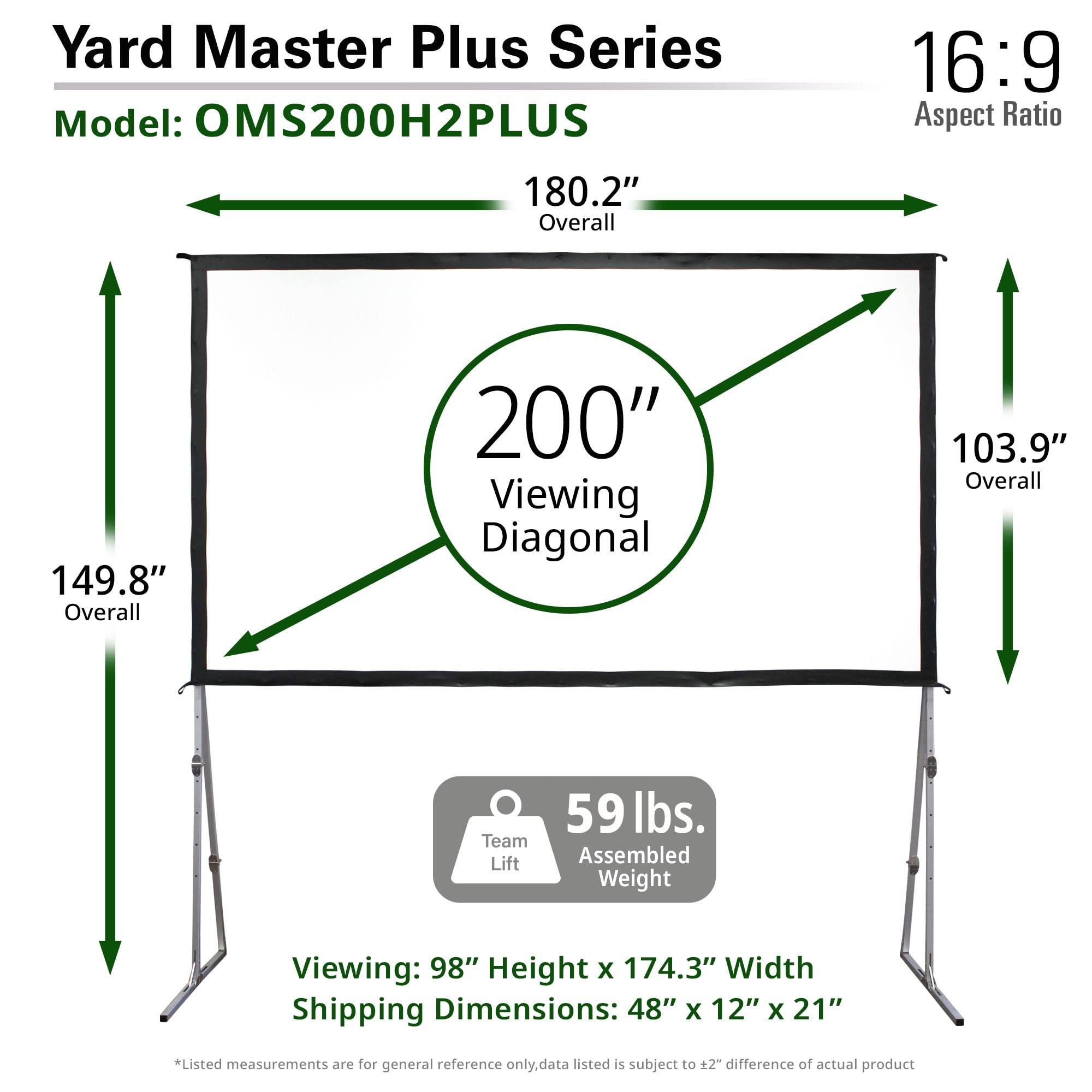 Elite Screens Elite Screens Yard Master Plus, 200-INCH 16:9 Height Setting Adjustable Portable Projector Screen, 4K HD Outdoor Indoor Movie Theater Front Projection, US Based Company 2-YEAR WARRANTY, OMS200H2PLUS