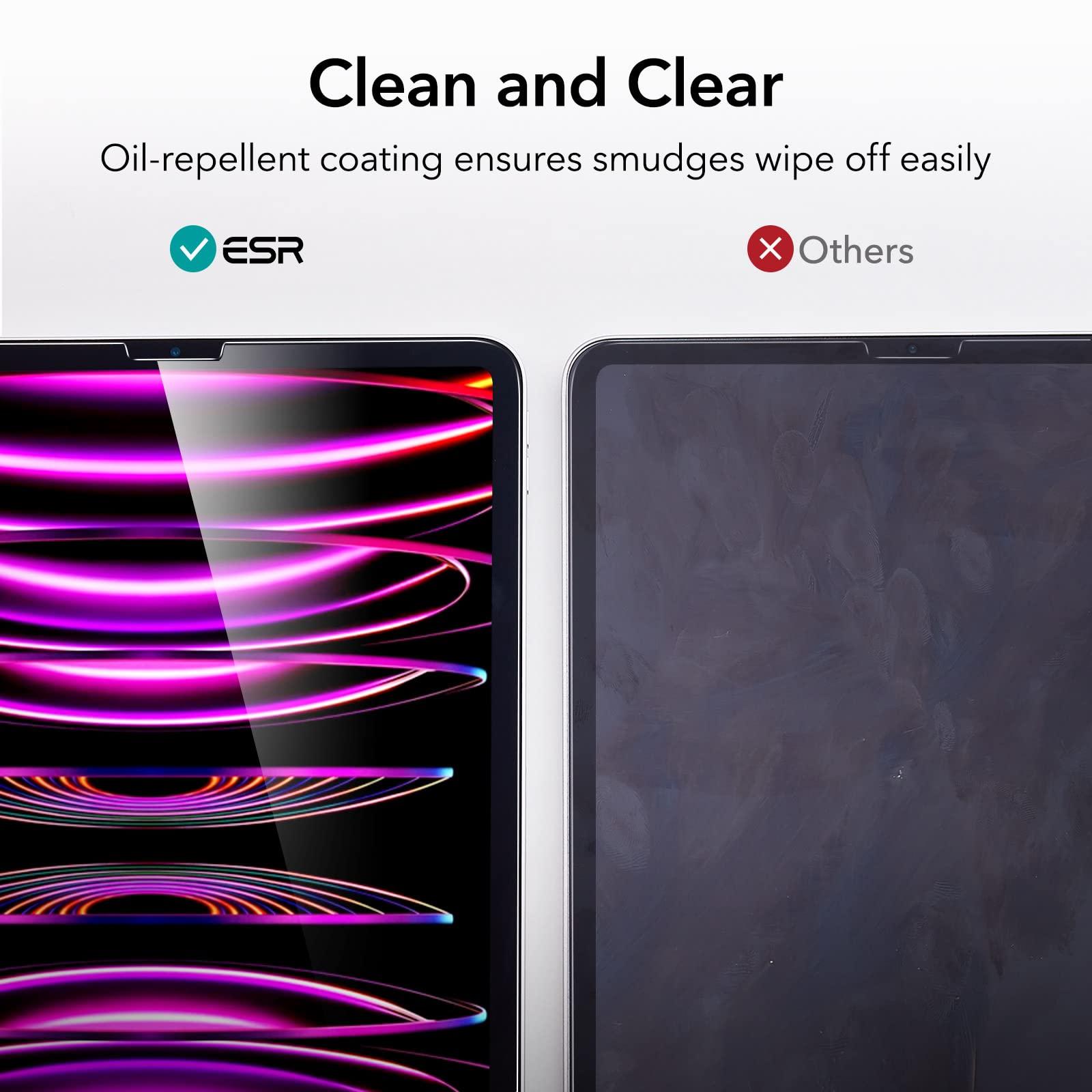 ESR ESR 2 Pack Screen Protector for iPad Pro 12.9 (2022/2021/2020/2018, 6th/5th/4th/3rd Generation), Tempered-Glass Film with Alignment Frame, Anti-Scratch, Face ID & Apple Pencil Compatible, HD Clarity