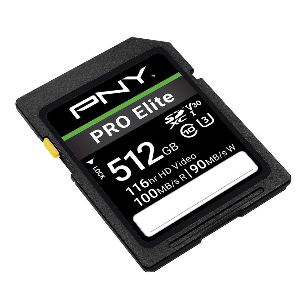 PNY PNY 512GB PRO Elite Class 10 U3 V30 SDXC Flash Memory Card - 100MB/s, Class 10, U3, V30, 4K UHD, Full HD, UHS-I, Full Size SD