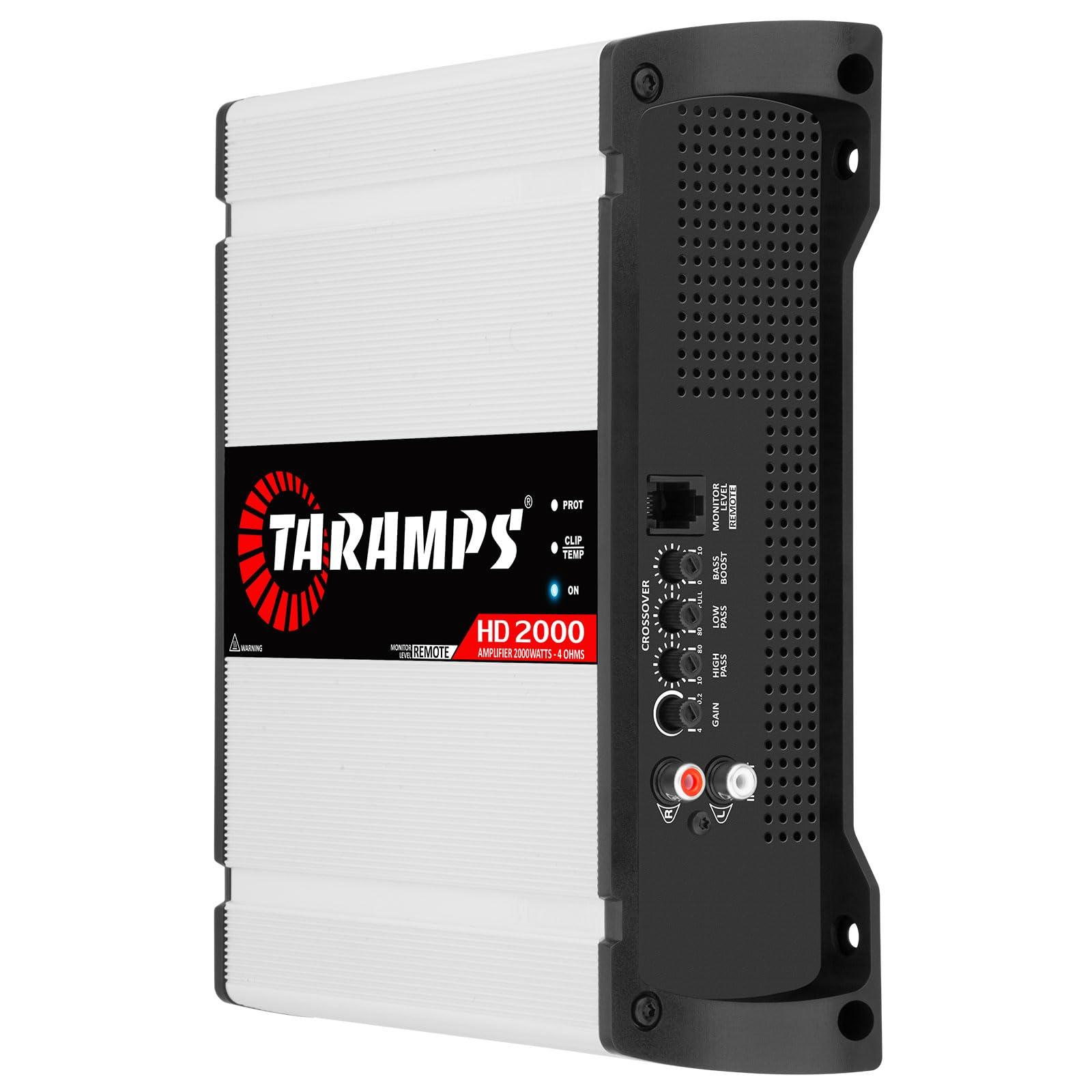 Taramp's Taramps HD 2000 4 Ohms 1 Channel 2000 Watts RMS MAX Full Range Car Audio, Monoblock, LED Monitor Indicator, Class D Amplifier, Crossover, White 2k amp