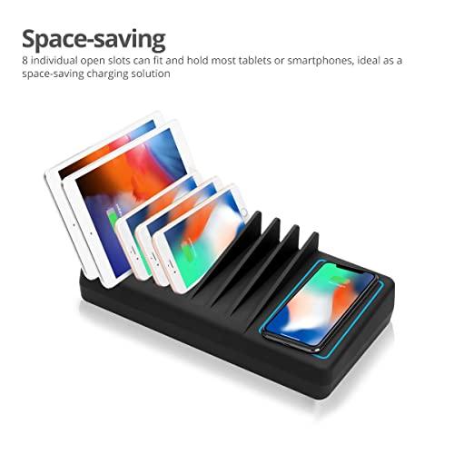 SIIG SIIG 10 Port 90W USB Charging station with Qi wireless and USB C Charging, Ambient Light Deck compatible with iPhone iPad Samsung Galaxy Google Nexus