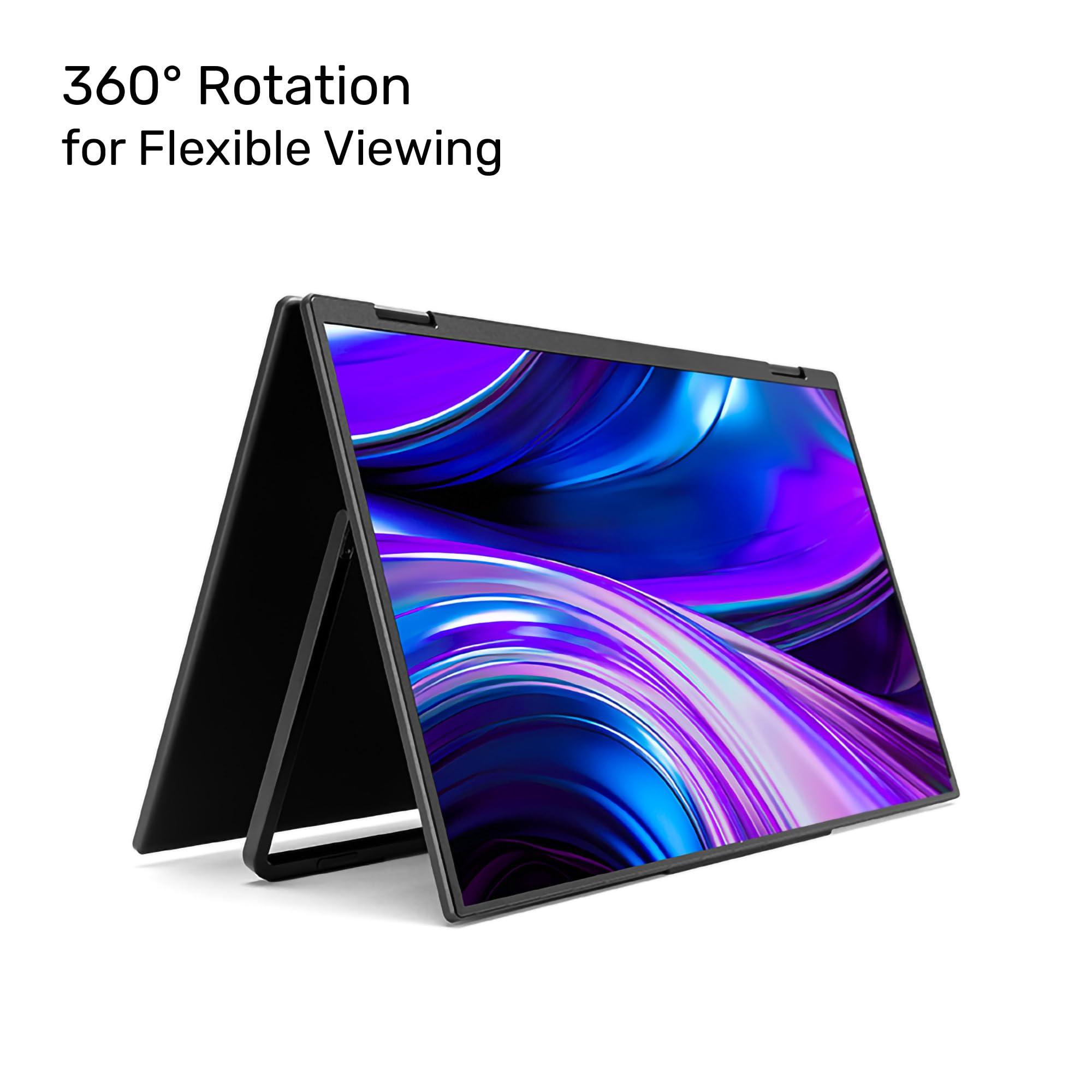 SideTrak SideTrak Solo Book 15.6" Foldable Dual Screen Portable Monitor with Protective Sleeve | Stacked FHD Laptop Screen Extender, 360 Rotation, USB-C & HDMI, Mac, PC, Chromebook Compatible