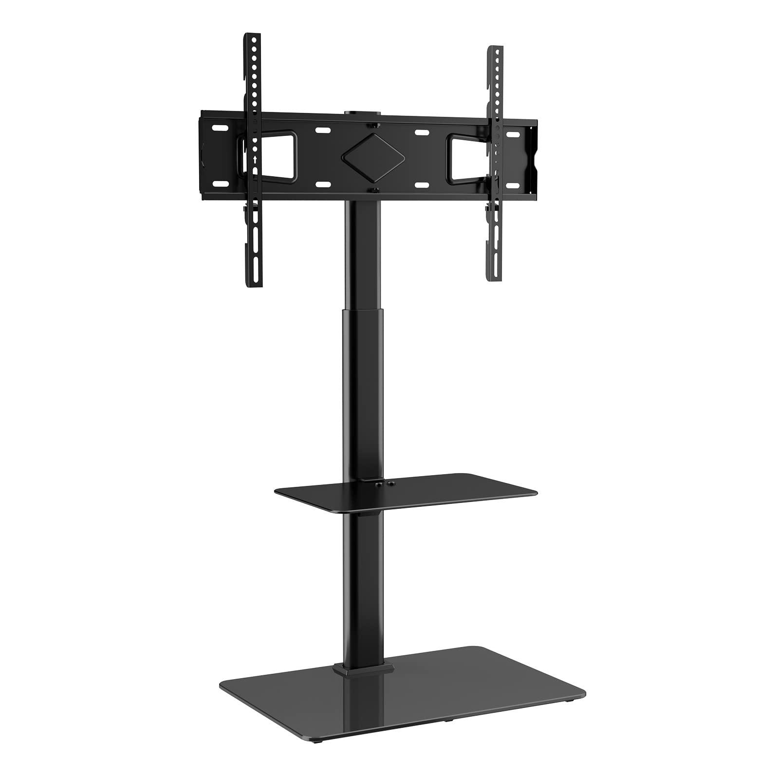 VEVOR VEVOR TV Stand Mount, Swivel Tall TV Stand for 32 to 65 inch TVs, Height Adjustable Portable Floor TV Stand with Tempered Glass Base for Bedroom, Living Room