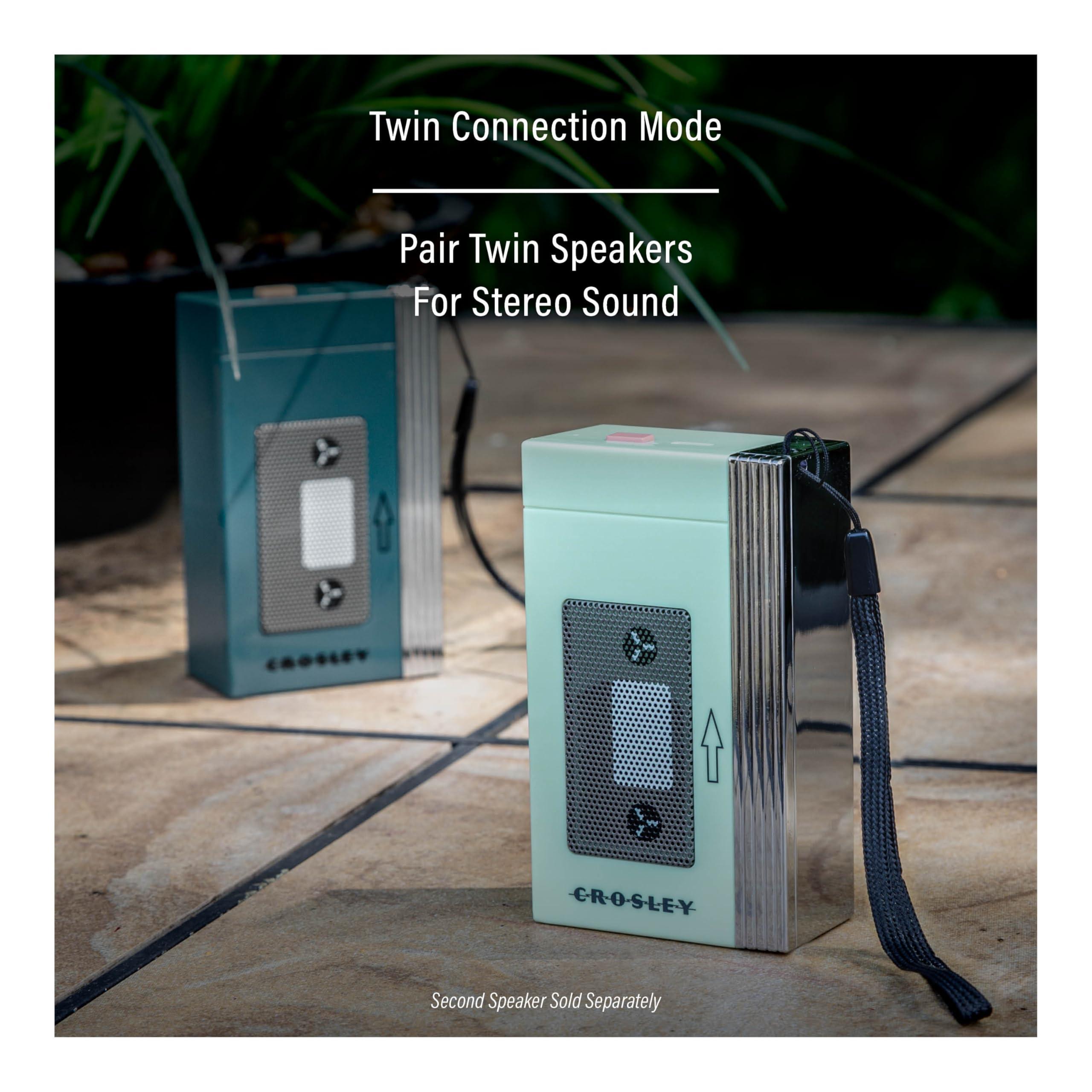 Crosley Crosley CR3047A-MT Mini Retro 80\'s Portable Bluetooth Speaker, Wireless with Microphone, Vintage, Mint