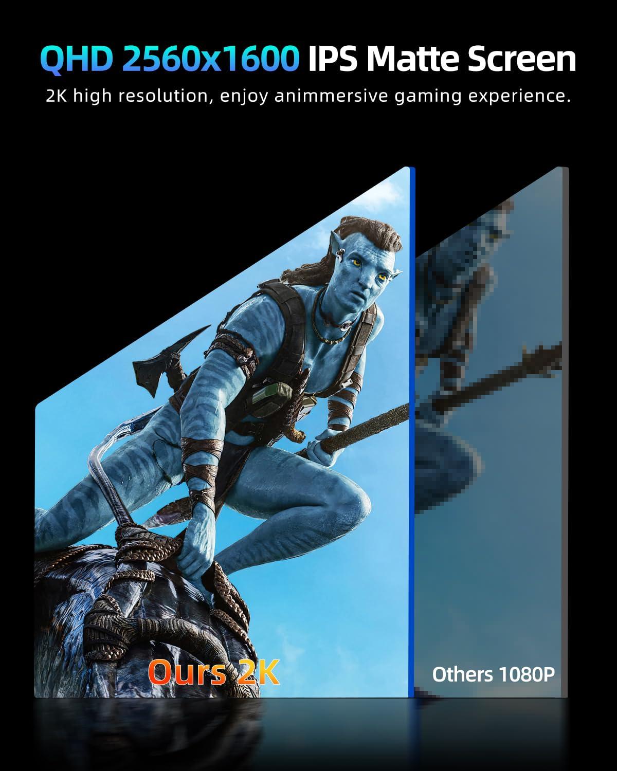 UPERFECT UPERFECT 2K 144Hz Portable Gaming Monitor 18" 2560x1600 QHD 100% DCI-P3 FreeSync HDR Laptop w/VESA, Frameless Matte IPS Eye Care Second Monitor for Game Console (UGame K118)