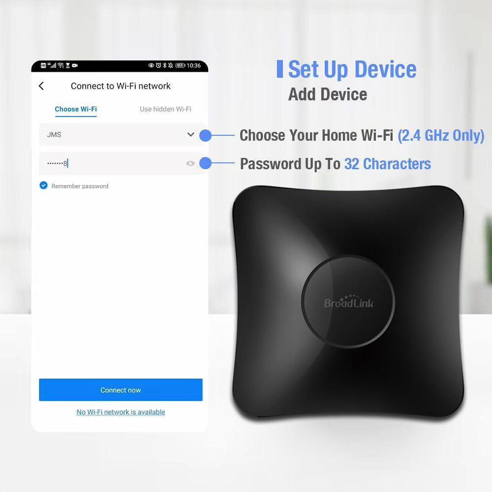 Broadlink BroadLink RM4 pro Smart Remote and Sensor Cable Set RM4 pro S (2.4 GHz Wi-Fi Only), Universal IR RF Remote Control Hub with Temperature Humidity Monitor USB Cable, Works with Alexa & IFTTT