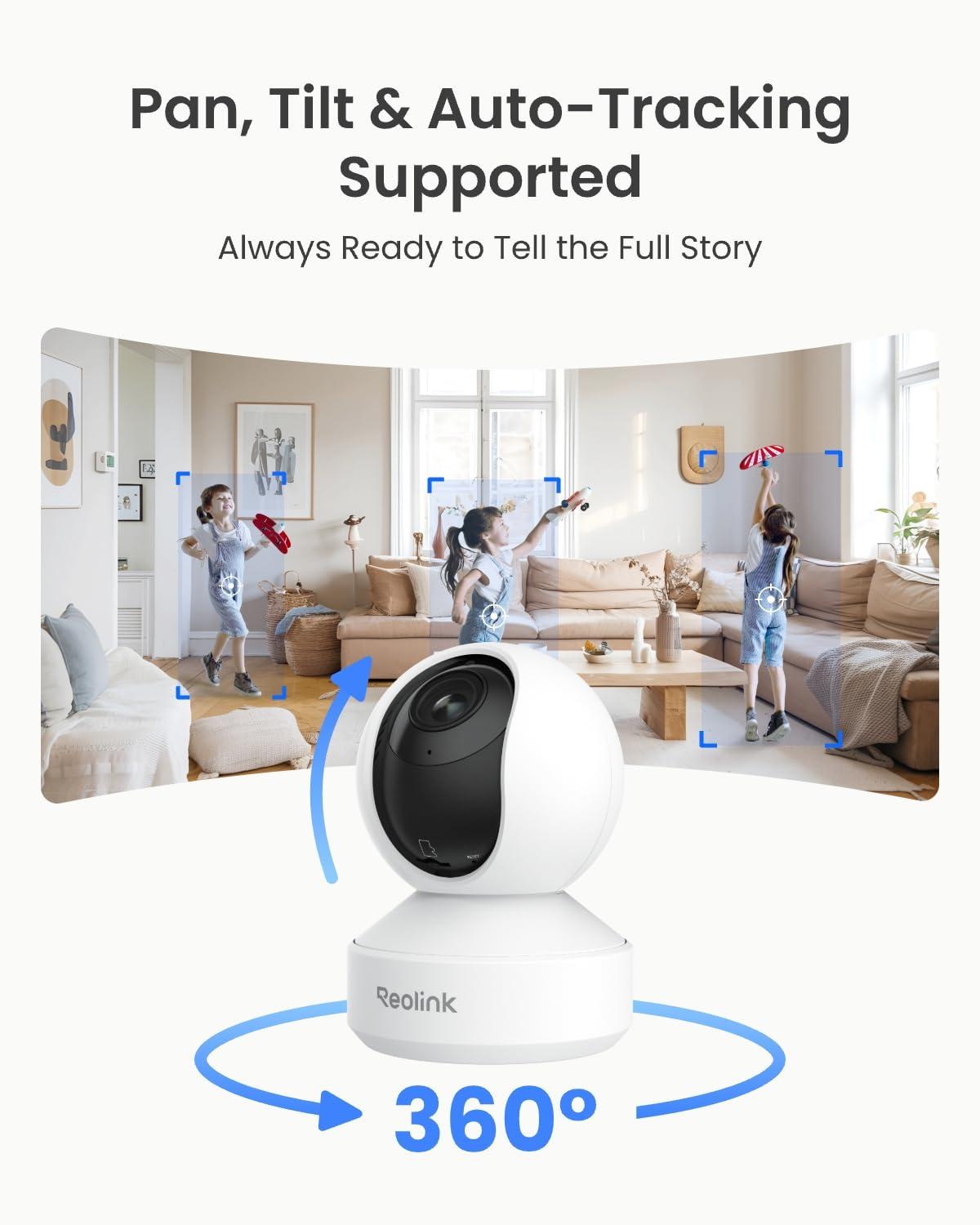 REOLINK REOLINK 5MP IndoorCam Bundle with 256GB Micro SD Card, 2.4/5Ghz WiFi, 3X Optical Zoom, Ideal for Baby Monitor/Pet Camera, Cloud/SD Card Storage, Two-Way Talk
